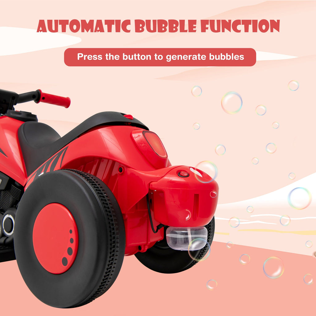 OLAKIDS 6V Kids Motorcycle Ride On with Automatic Bubble Function for Toddlers 3+