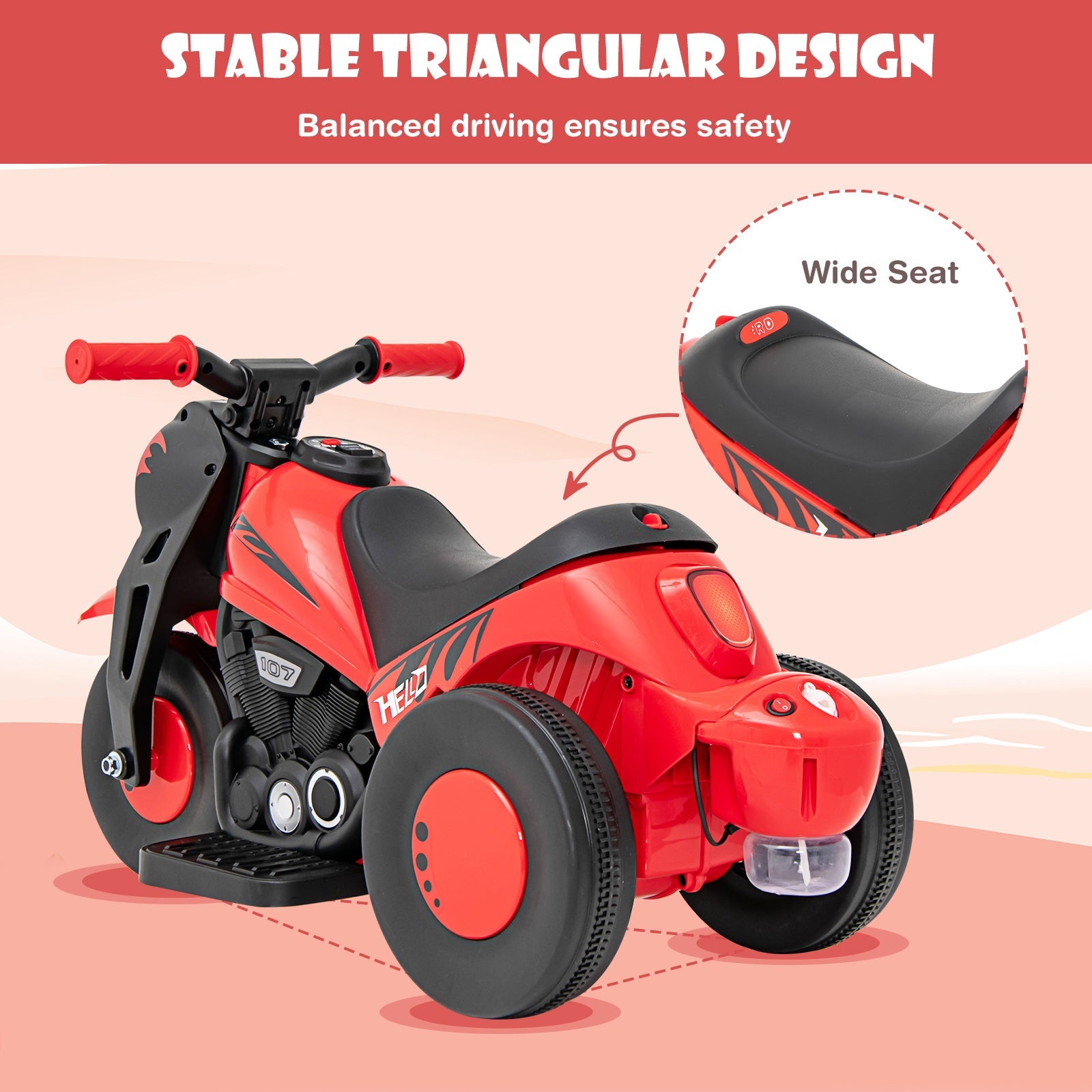 OLAKIDS 6V Kids Motorcycle Ride On with Automatic Bubble Function for Toddlers 3+