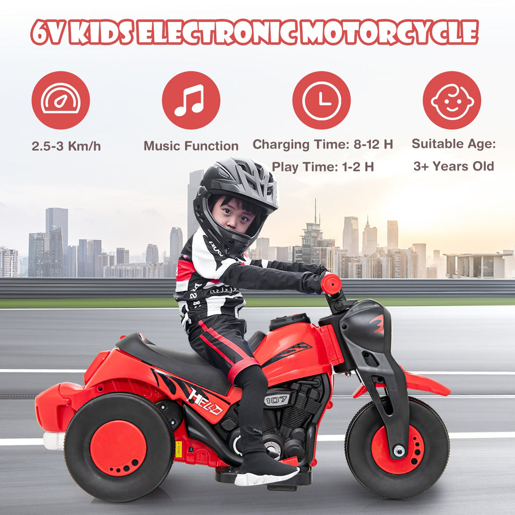 OLAKIDS 6V Kids Motorcycle Ride On with Automatic Bubble Function for Toddlers 3+