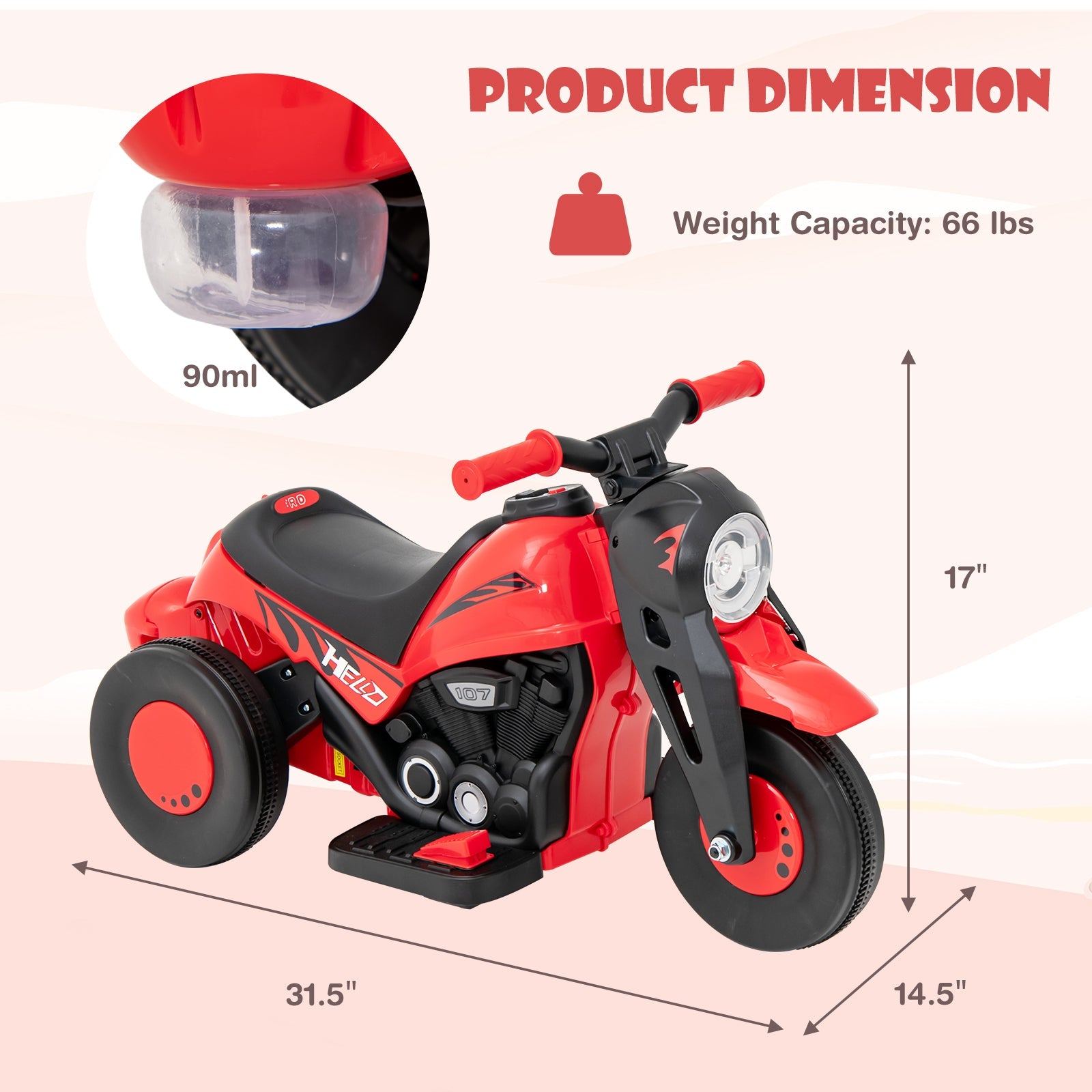 OLAKIDS 6V Kids Motorcycle Ride On with Automatic Bubble Function for Toddlers 3+