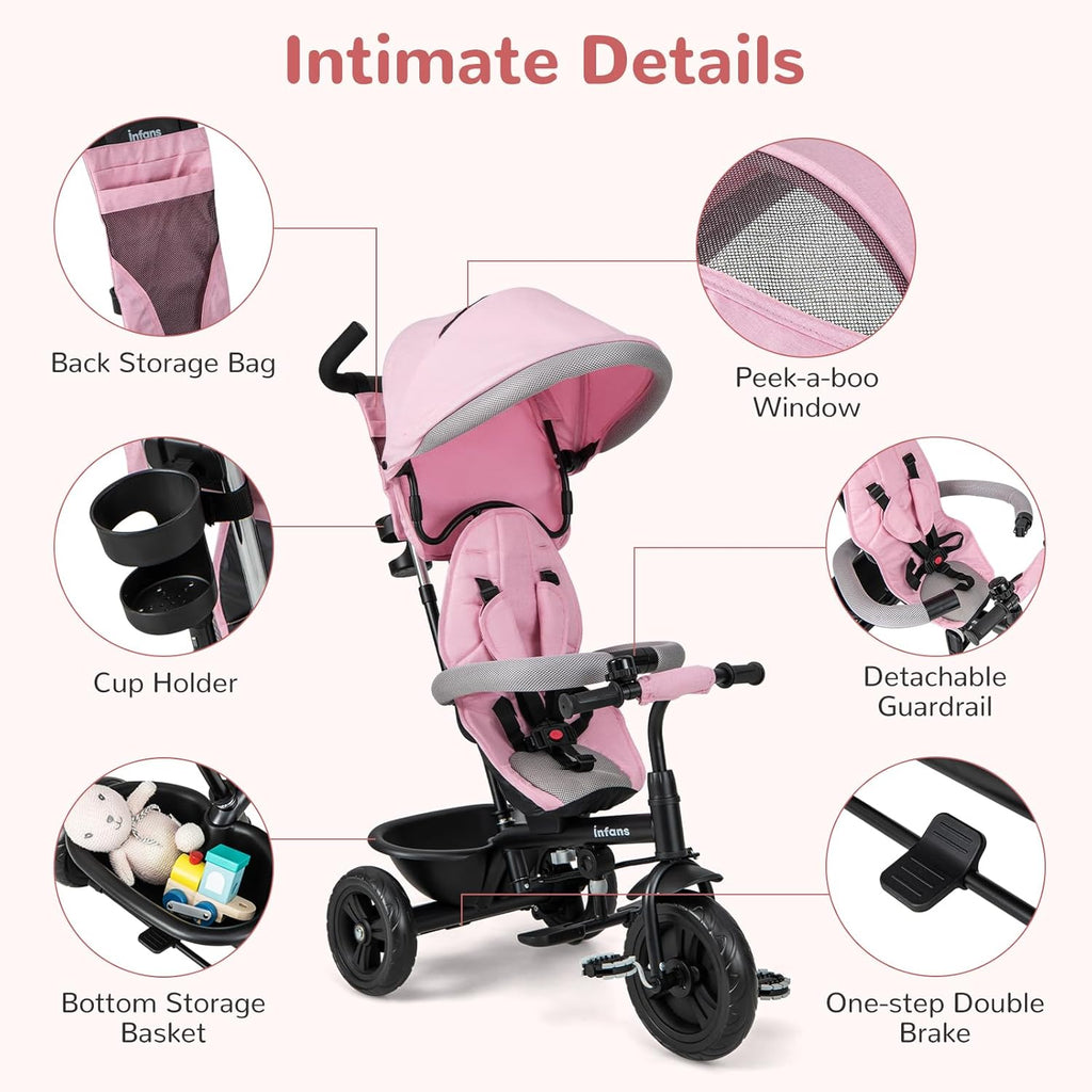 OLAKIDS Kids Tricycle 6 in 1 Baby Trike Toddler Bike with Reversible Seat  9-60 Months