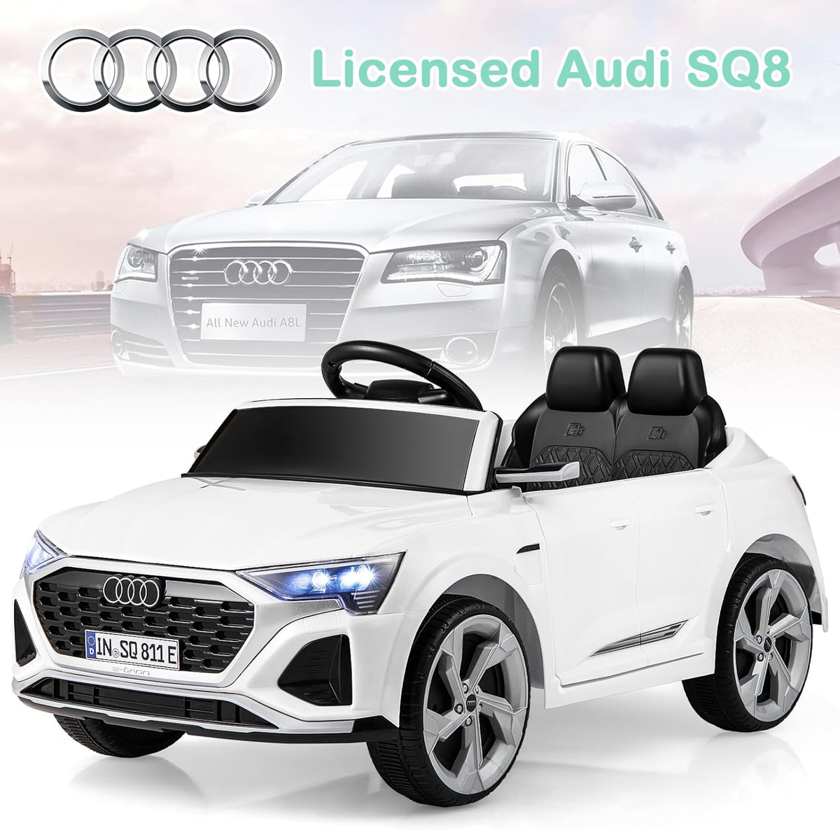 OLAKIDS Licensed 12V Audi SQ8 Ride on Car Kids Electric Vehicle with Remote Control