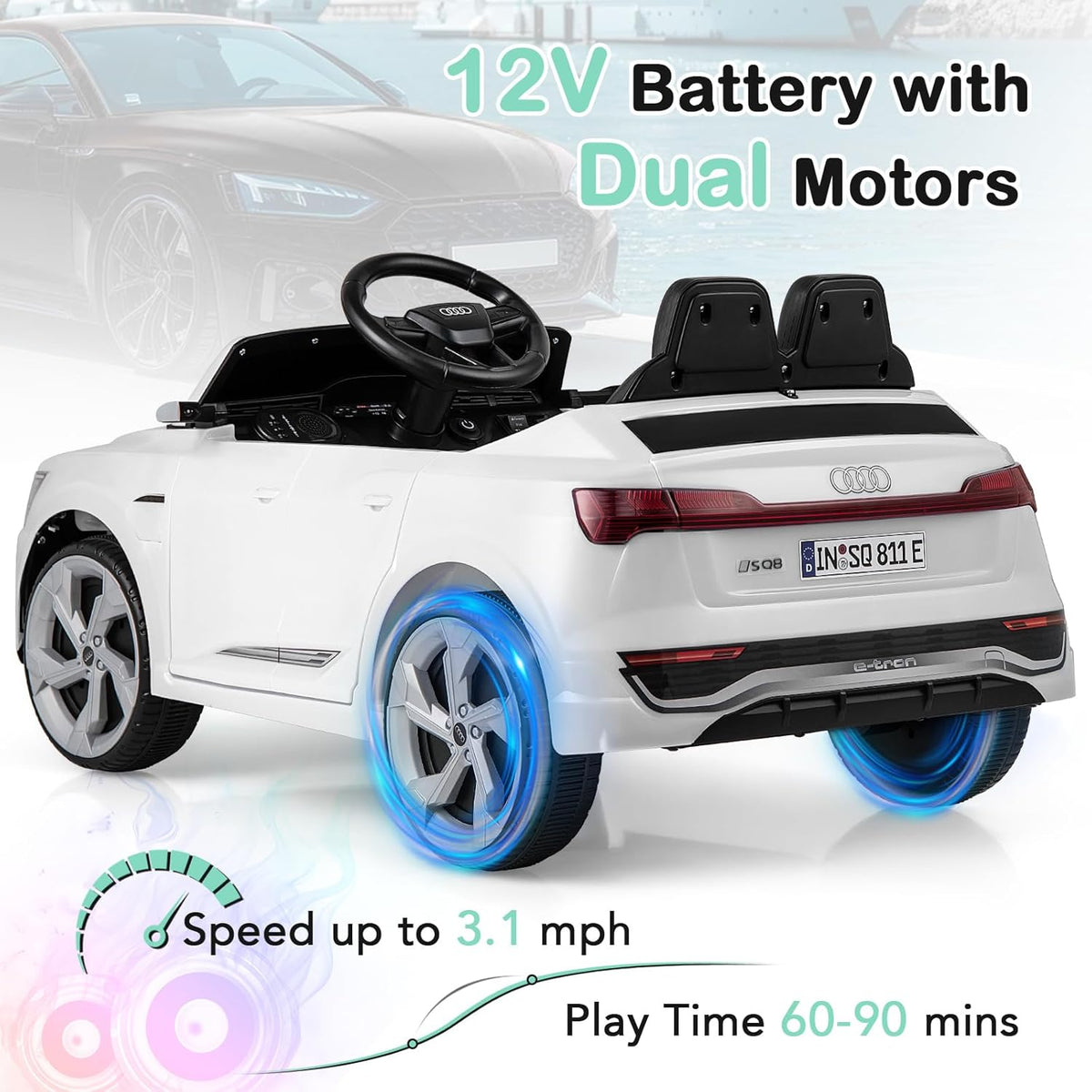 OLAKIDS Licensed 12V Audi SQ8 Ride on Car Kids Electric Vehicle with Remote Control