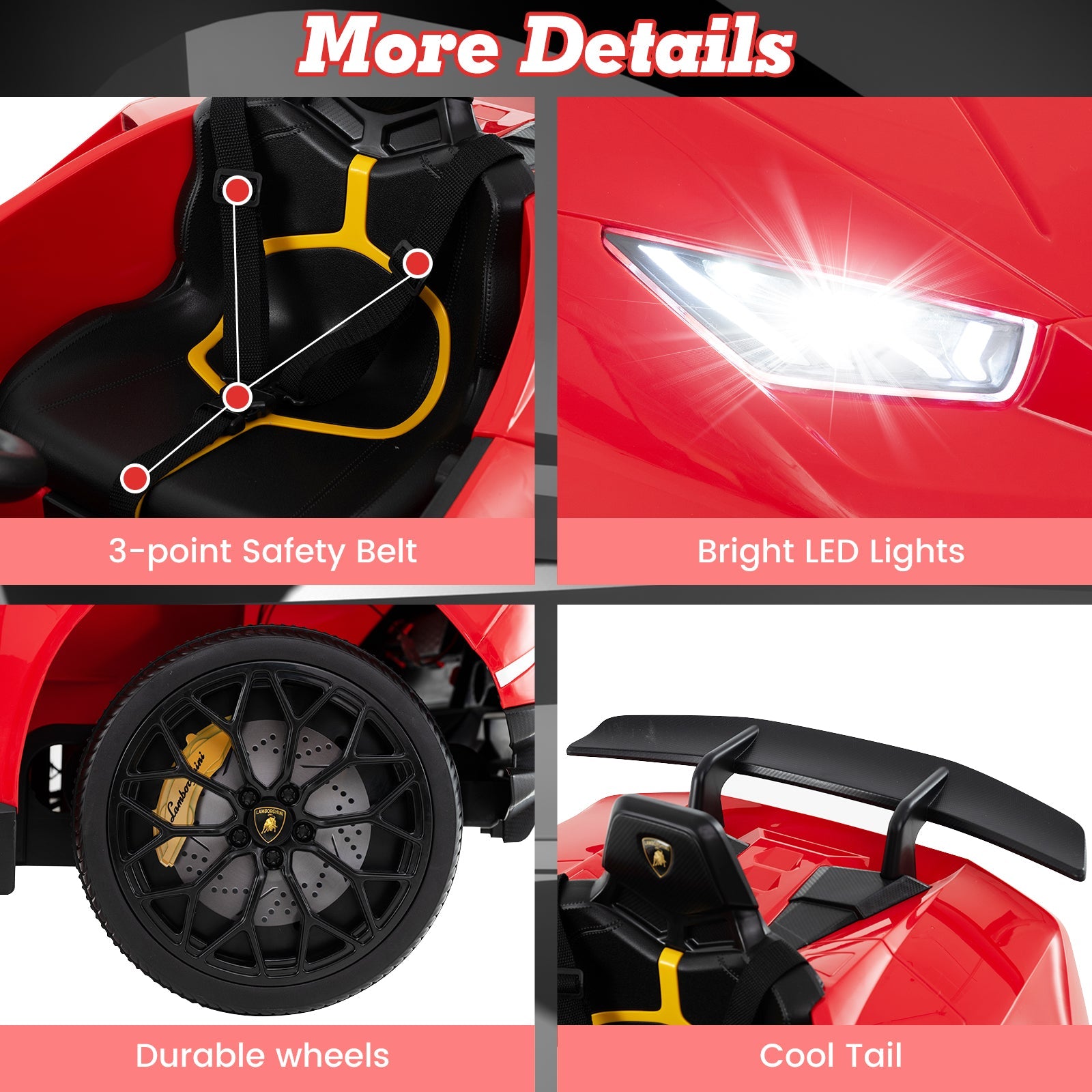OLAKIDS Licensed Lamborghini Huracan Ride on Car 12V Kids Electric Vehicle for Aged 3-8 Years