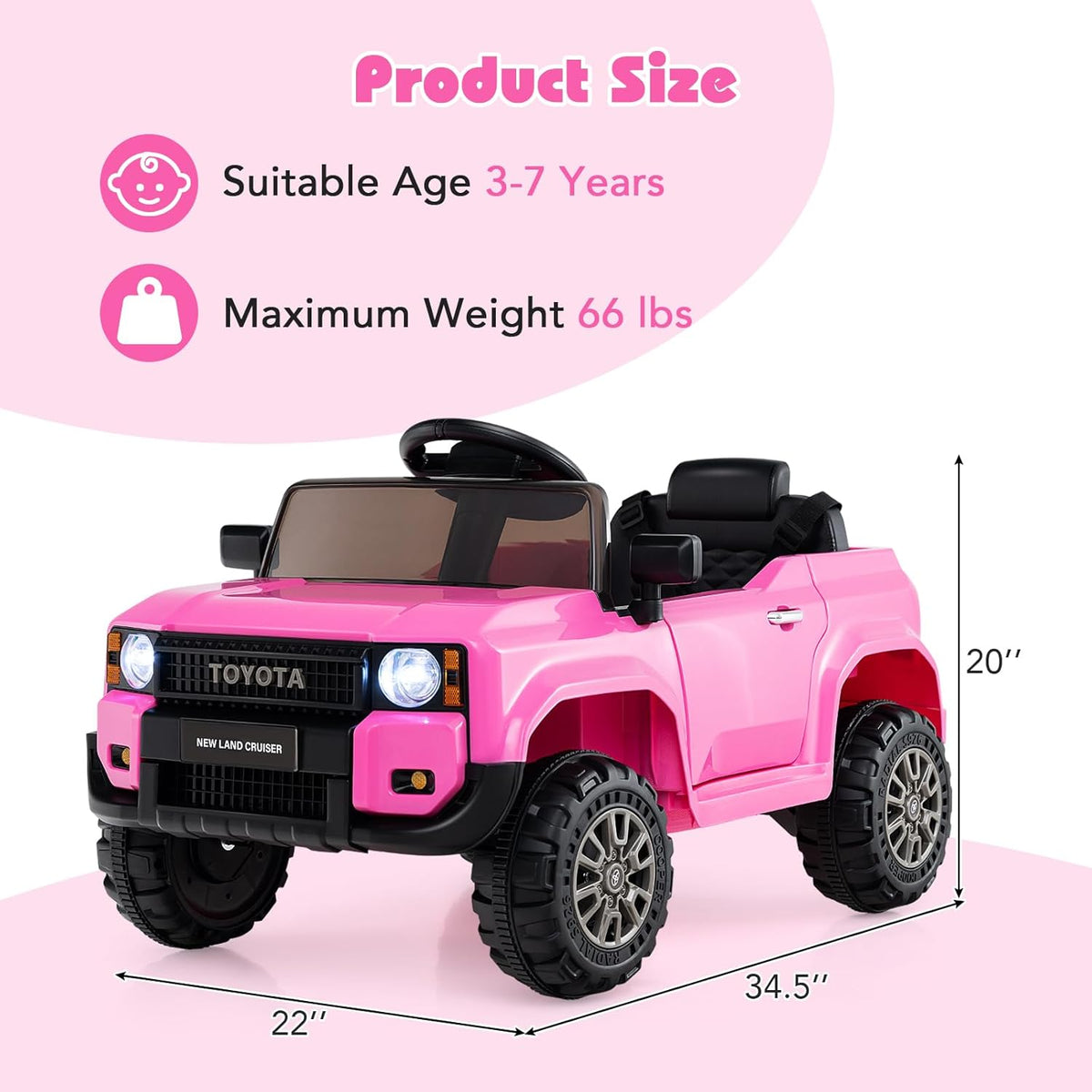 OLAKIDS Licensed Toyota LC250 Ride on Car 12V Kids Electric Vehicle with Remote Control