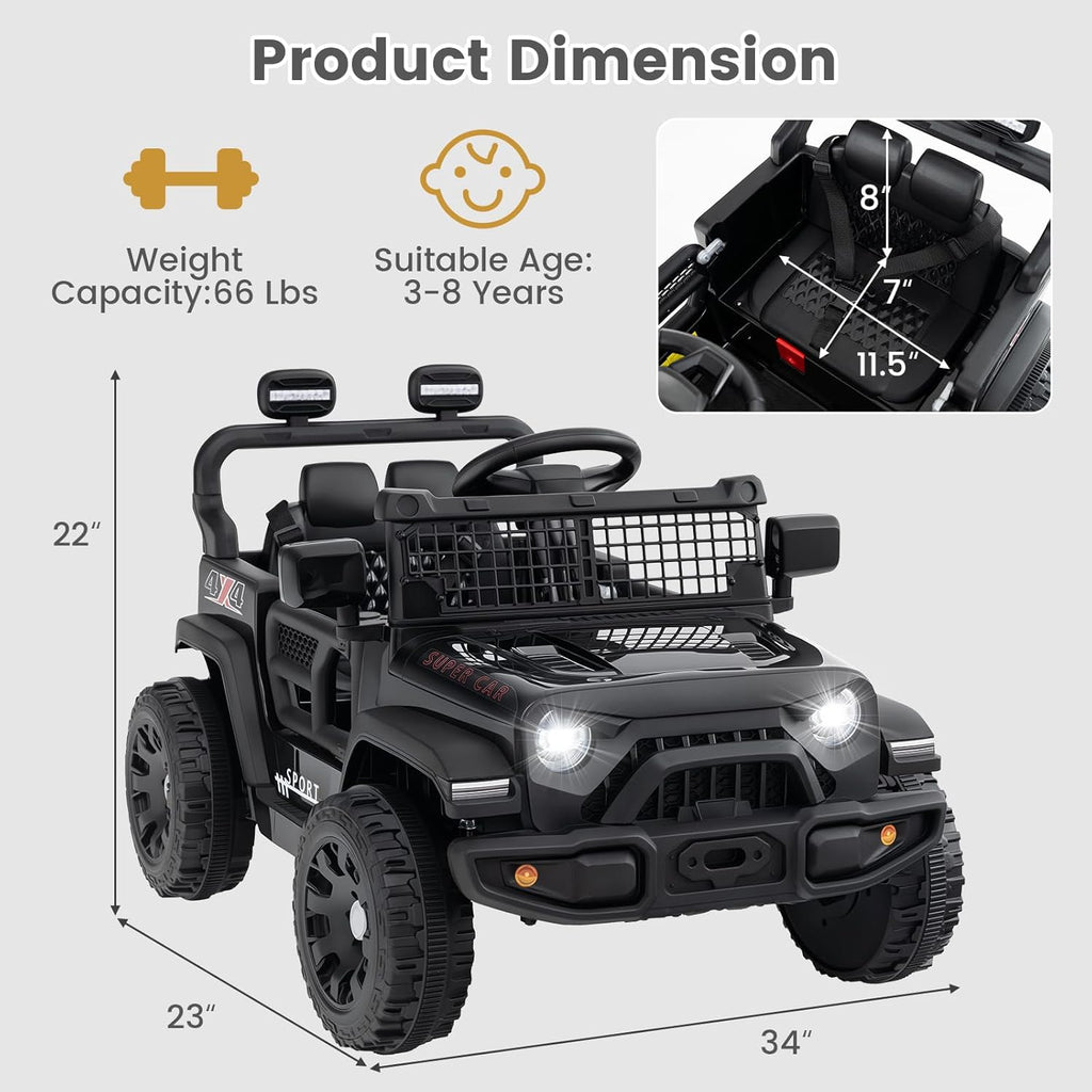 OLAKIDS 12V Ride On Truck, Battery Powered Electric Vehicle for Kids with Remote Control Ride on Toy for 3+ Boys Girls