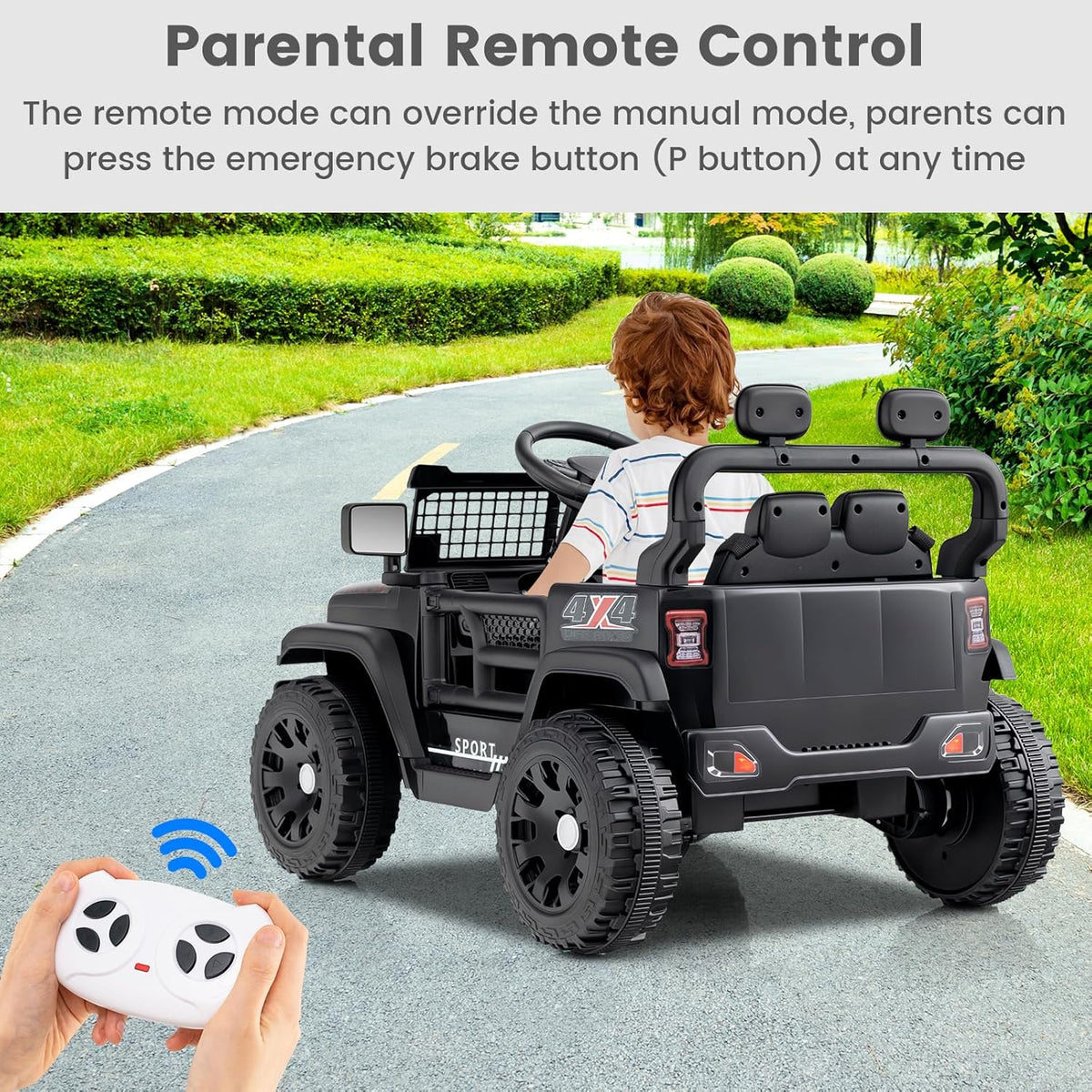 OLAKIDS 12V Ride On Truck, Battery Powered Electric Vehicle for Kids with Remote Control Ride on Toy for 3+ Boys Girls