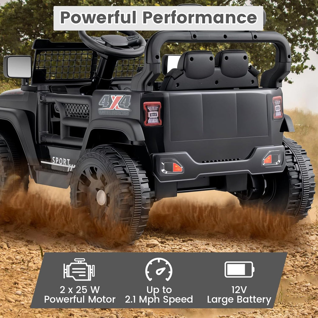 OLAKIDS 12V Ride On Truck, Battery Powered Electric Vehicle for Kids with Remote Control Ride on Toy for 3+ Boys Girls