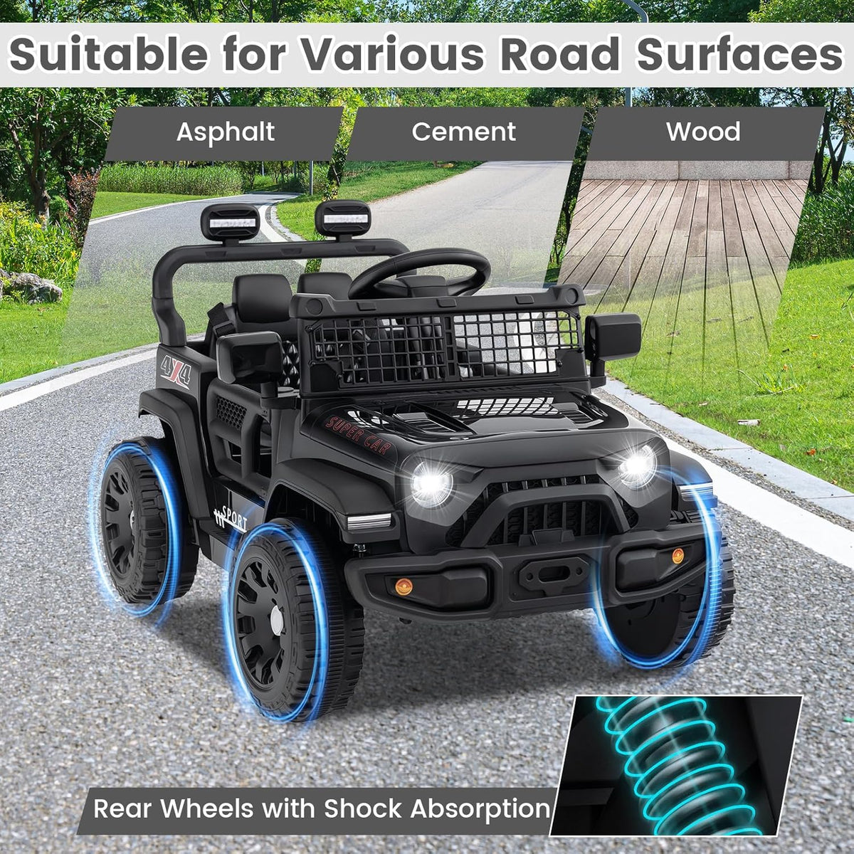 OLAKIDS 12V Ride On Truck, Battery Powered Electric Vehicle for Kids with Remote Control Ride on Toy for 3+ Boys Girls