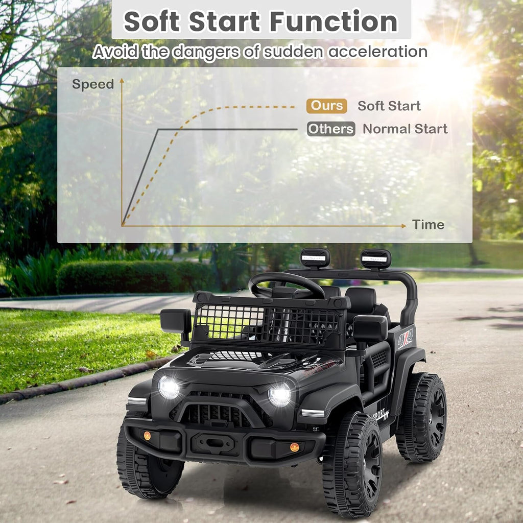 OLAKIDS 12V Ride On Truck, Battery Powered Electric Vehicle for Kids with Remote Control Ride on Toy for 3+ Boys Girls