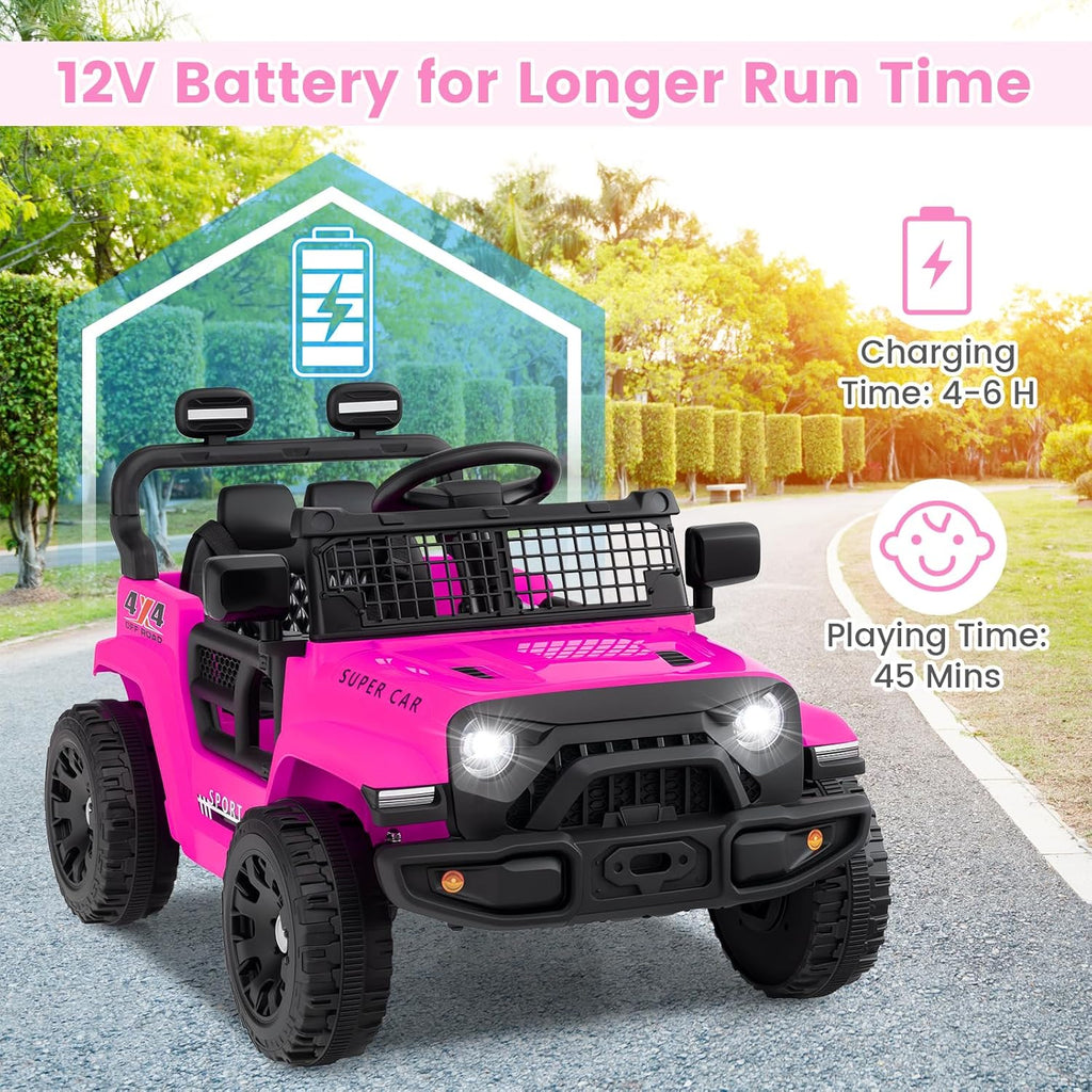 OLAKIDS 12V Ride On Truck, Battery Powered Electric Vehicle for Kids with Remote Control Ride on Toy for 3+ Boys Girls