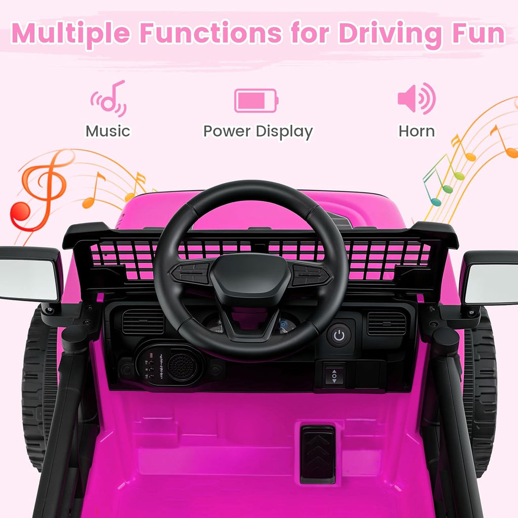 OLAKIDS 12V Ride On Truck, Battery Powered Electric Vehicle for Kids with Remote Control Ride on Toy for 3+ Boys Girls