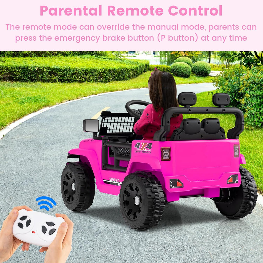 OLAKIDS 12V Ride On Truck, Battery Powered Electric Vehicle for Kids with Remote Control Ride on Toy for 3+ Boys Girls