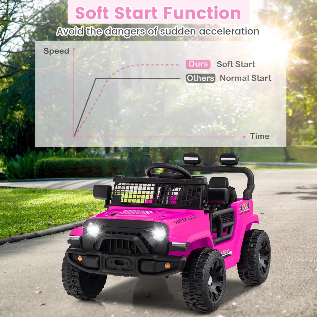 OLAKIDS 12V Ride On Truck, Battery Powered Electric Vehicle for Kids with Remote Control Ride on Toy for 3+ Boys Girls