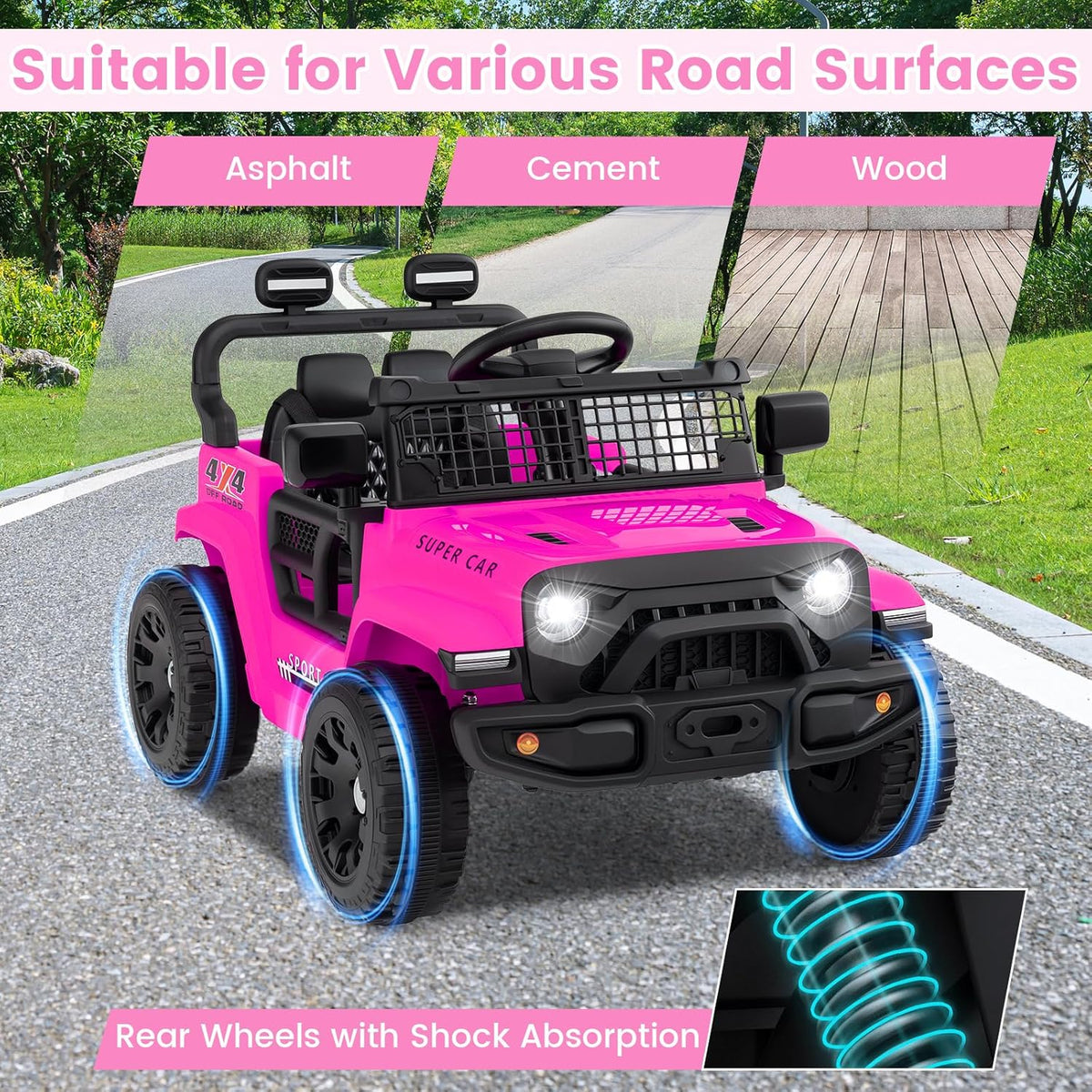 OLAKIDS 12V Ride On Truck, Battery Powered Electric Vehicle for Kids with Remote Control Ride on Toy for 3+ Boys Girls