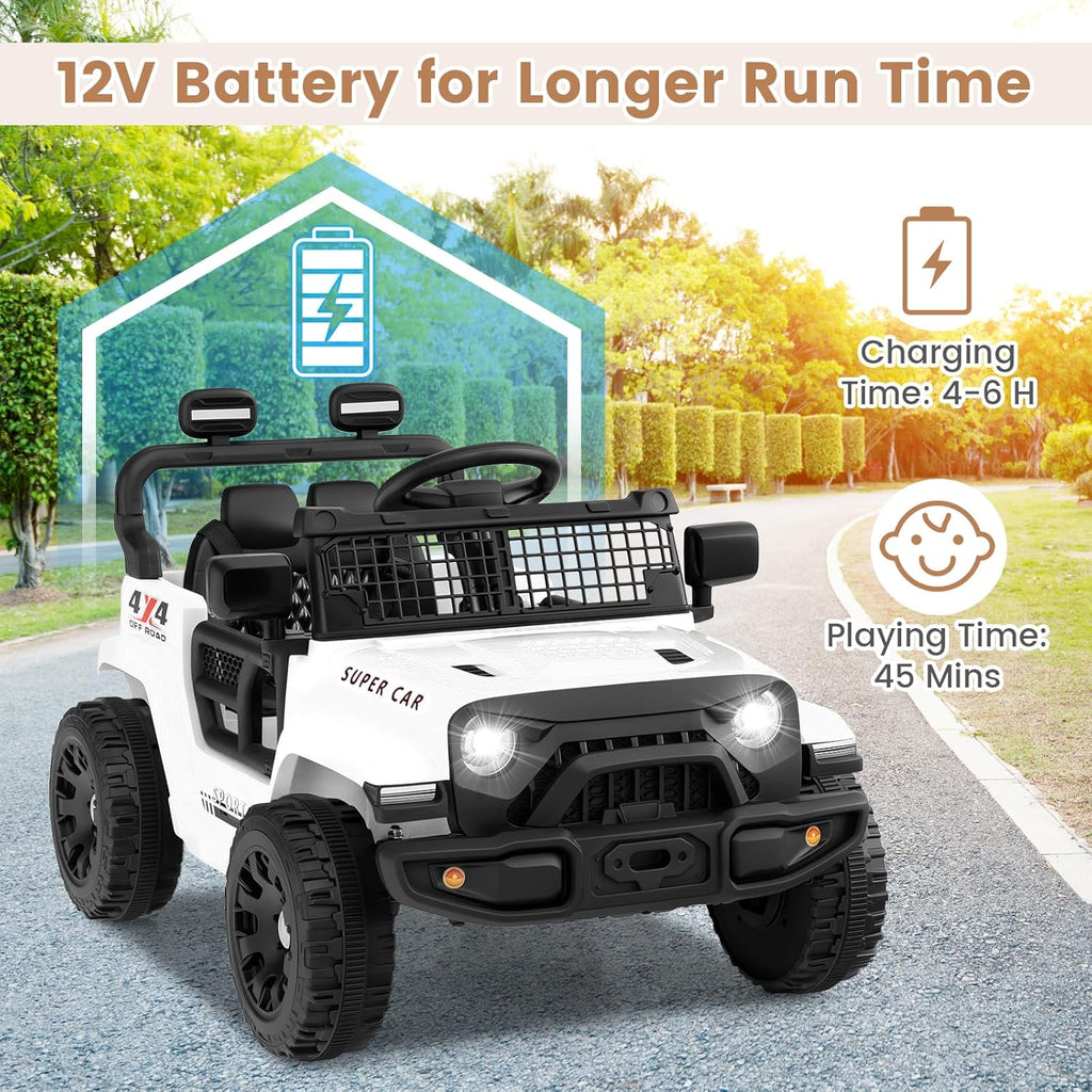 OLAKIDS 12V Ride On Truck, Battery Powered Electric Vehicle for Kids with Remote Control Ride on Toy for 3+ Boys Girls