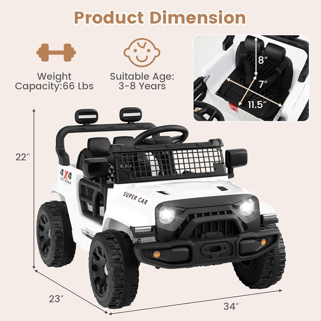 OLAKIDS 12V Ride On Truck, Battery Powered Electric Vehicle for Kids with Remote Control Ride on Toy for 3+ Boys Girls