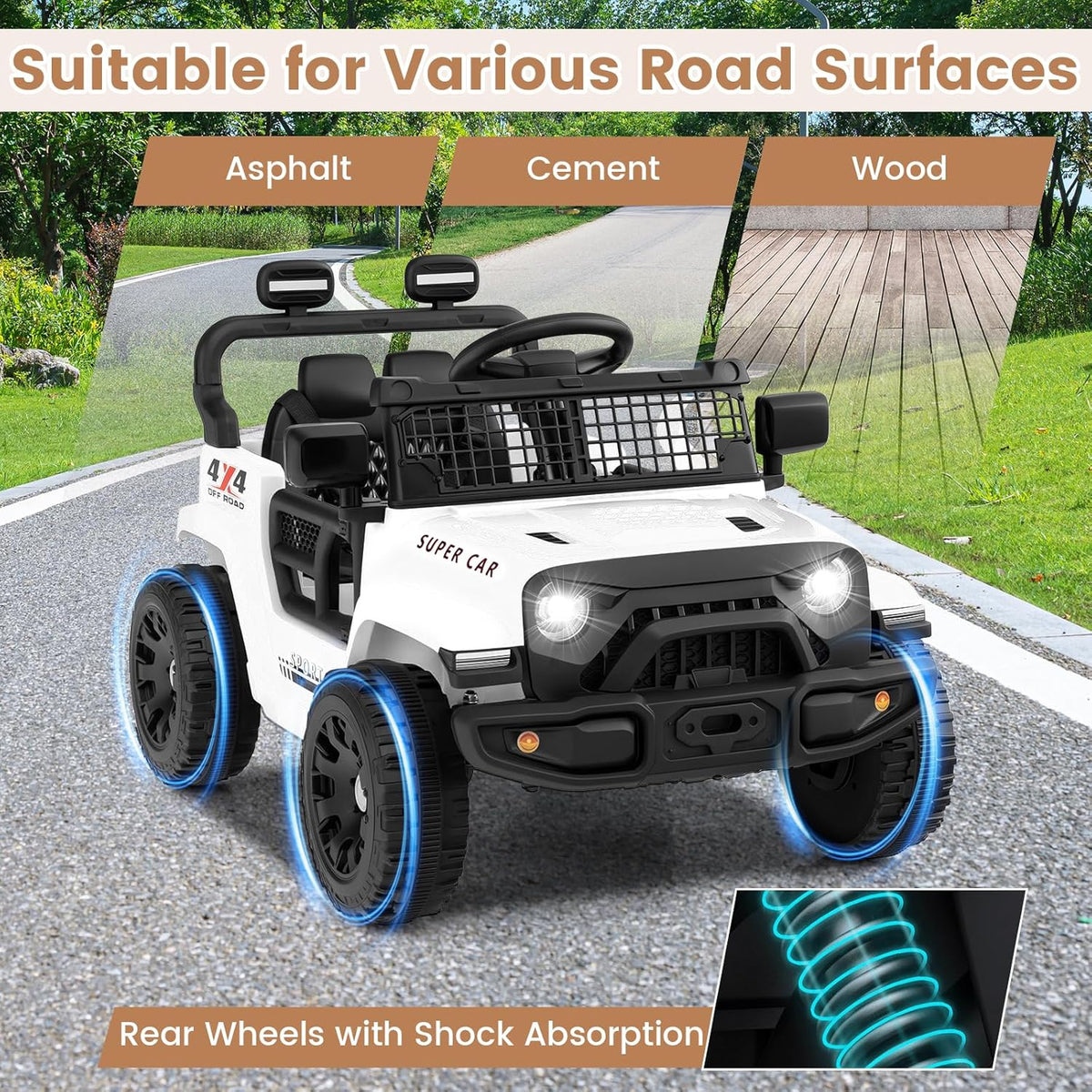 OLAKIDS 12V Ride On Truck, Battery Powered Electric Vehicle for Kids with Remote Control Ride on Toy for 3+ Boys Girls