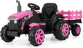 OLAKIDS 24V 9AH Ride on Tractor with Detachable Trailer, 2 x 550W Motors, Remote Control for Toddler
