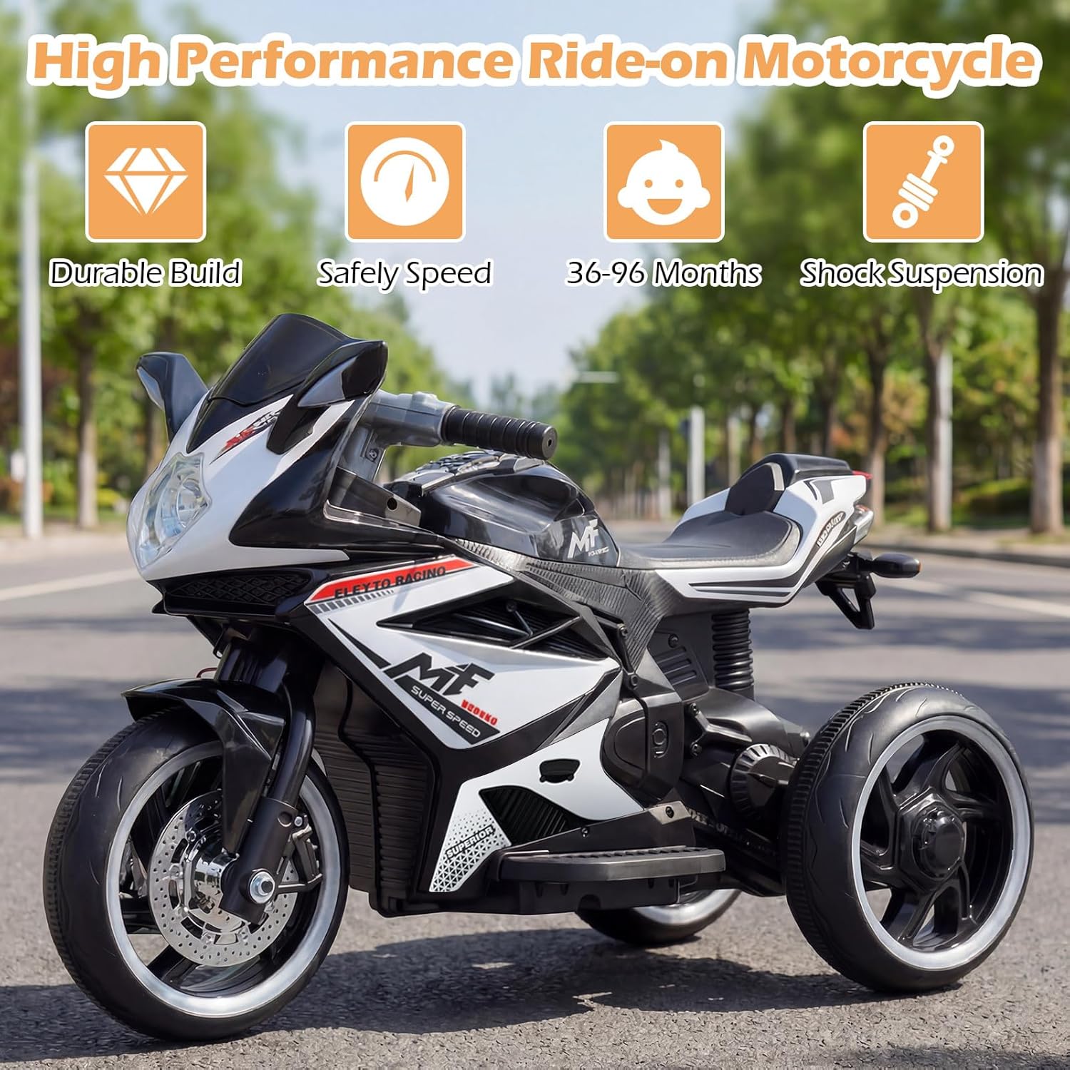 OLAKIDS 6V 3-Wheel Kids Motorcycle with Lights & Music for Toddlers 3+