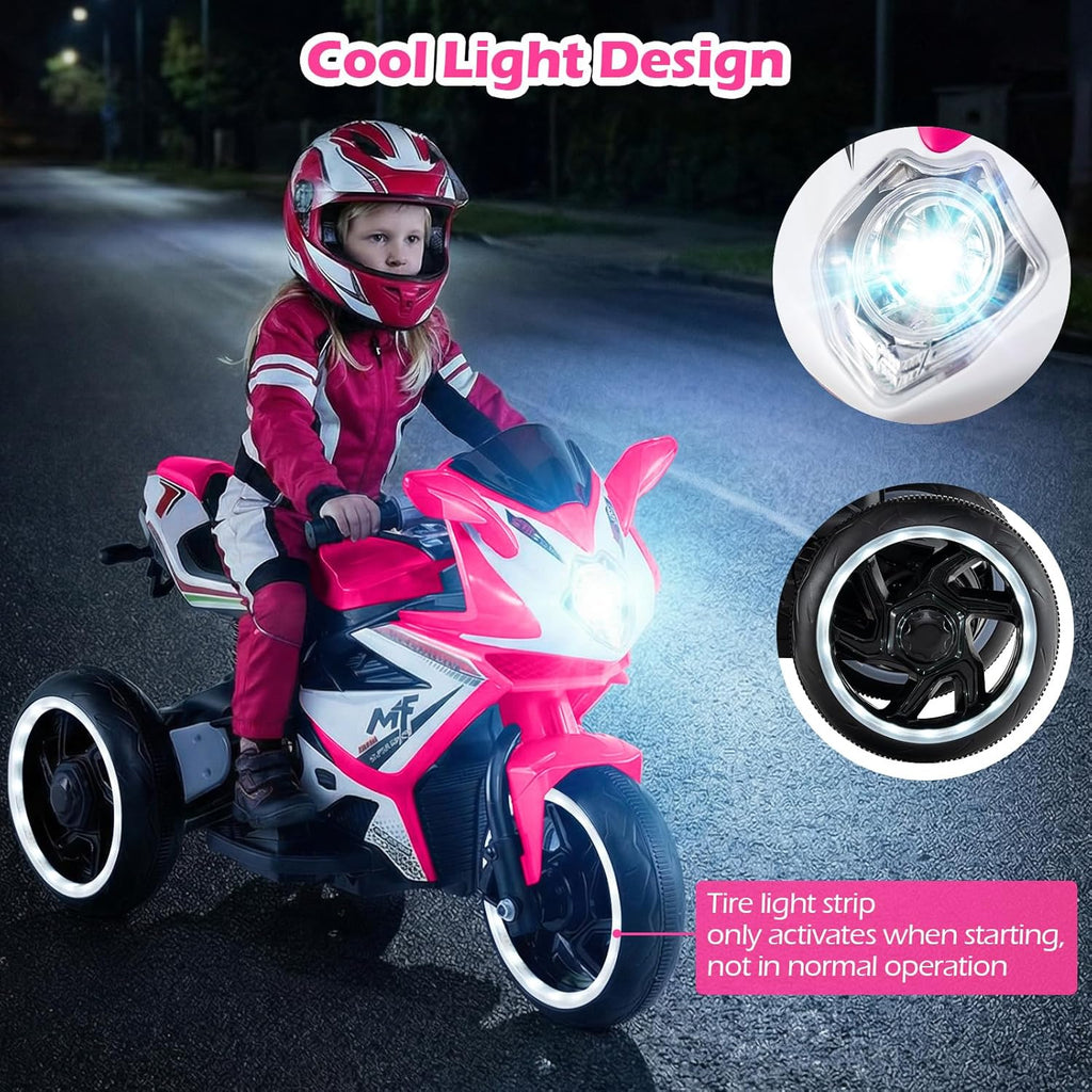 OLAKIDS 6V 3-Wheel Kids Motorcycle with Lights & Music for Toddlers 3+