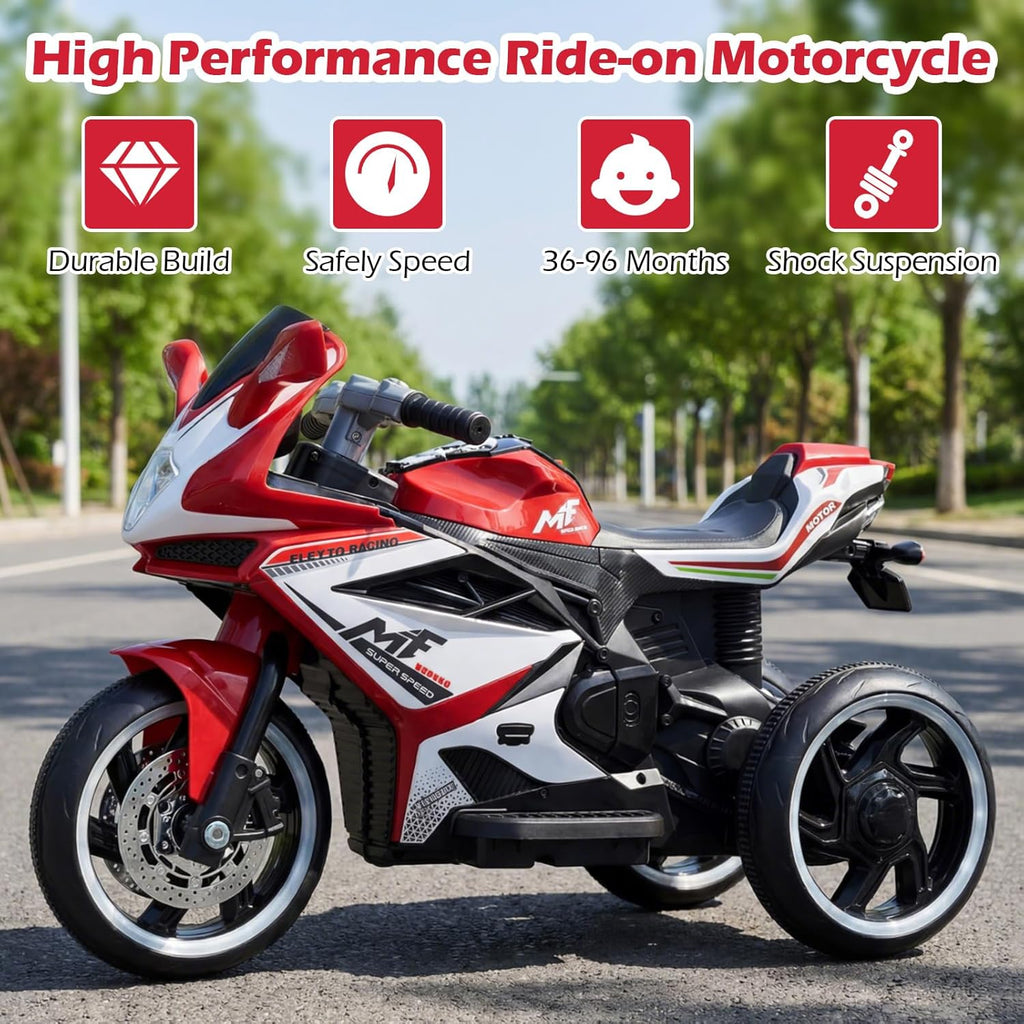 OLAKIDS 6V 3-Wheel Kids Motorcycle with Lights & Music for Toddlers 3+