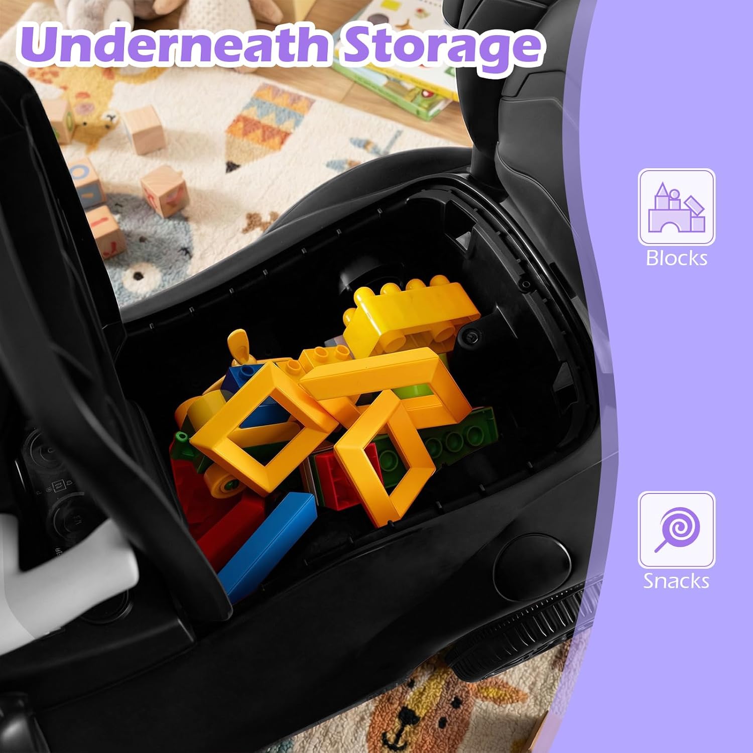 OLAKIDS Licensed Toyota 3 in 1 Toddler Ride On Push Car with Parent Handle, Guardrails and Storage