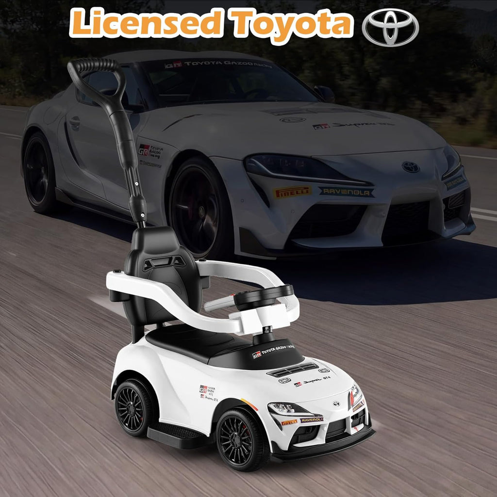 OLAKIDS Licensed Toyota 3 in 1 Toddler Ride On Push Car with Parent Handle, Guardrails and Storage