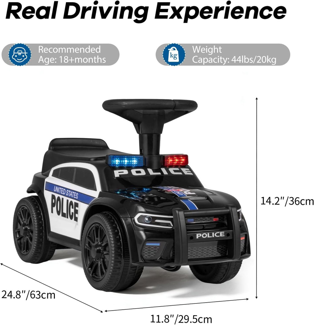 OLAKIDS Ride On Push Police Car, Toddler Foot-to-Floor Sliding Toy for Boys Girls 1-3