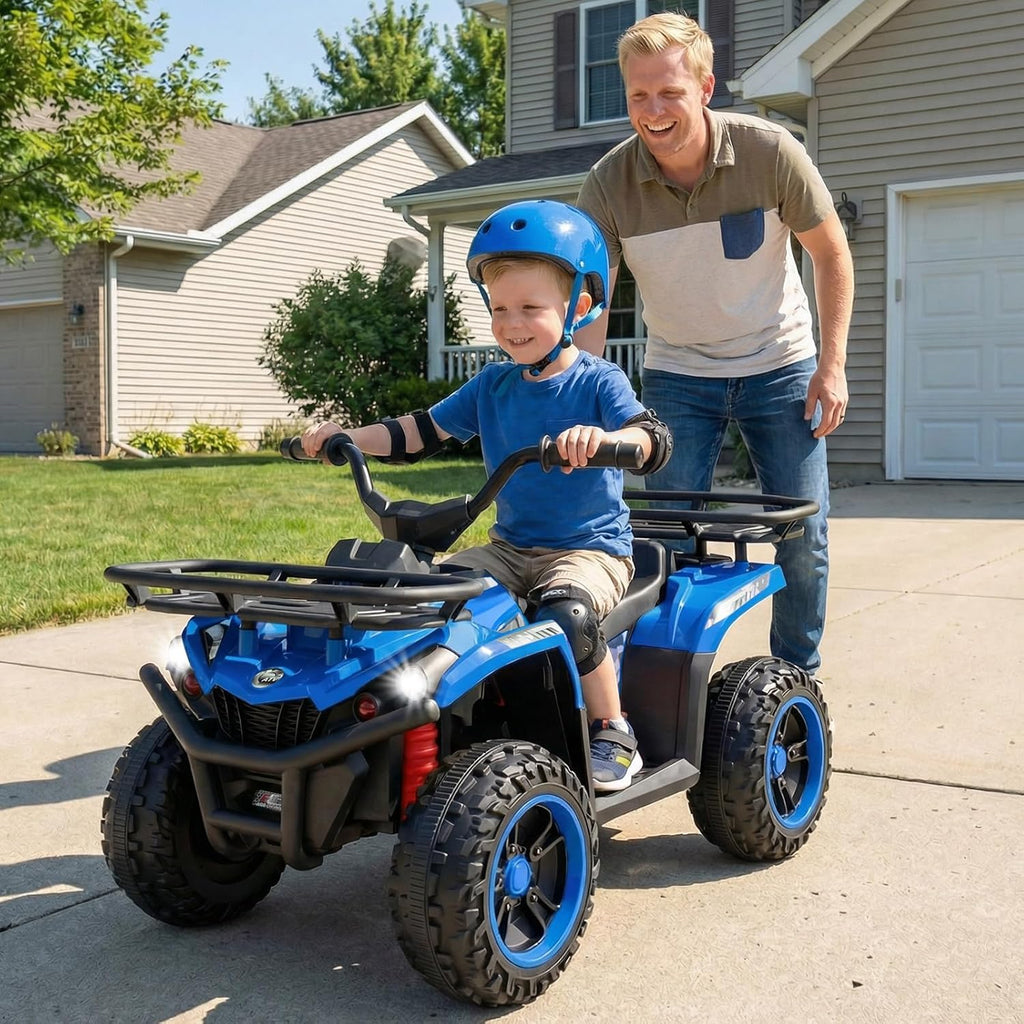 OLAKIDS 12V Kids ATV Quad with 2 Speeds, Spring Suspension, LED Lights for Boys Girls Ages 3+
