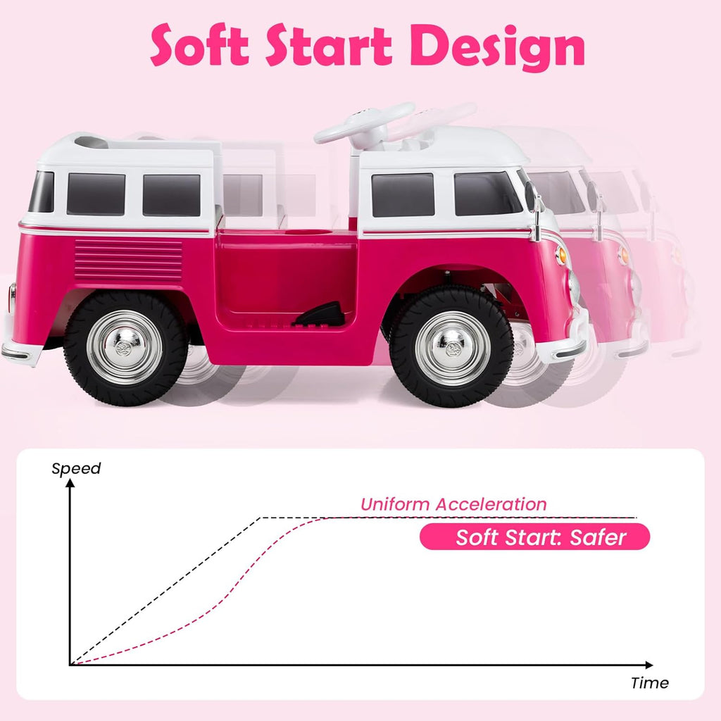 OLAKIDS Licensed Volkswagen Ride on Car 12V Kids Electric Vehicle Bus