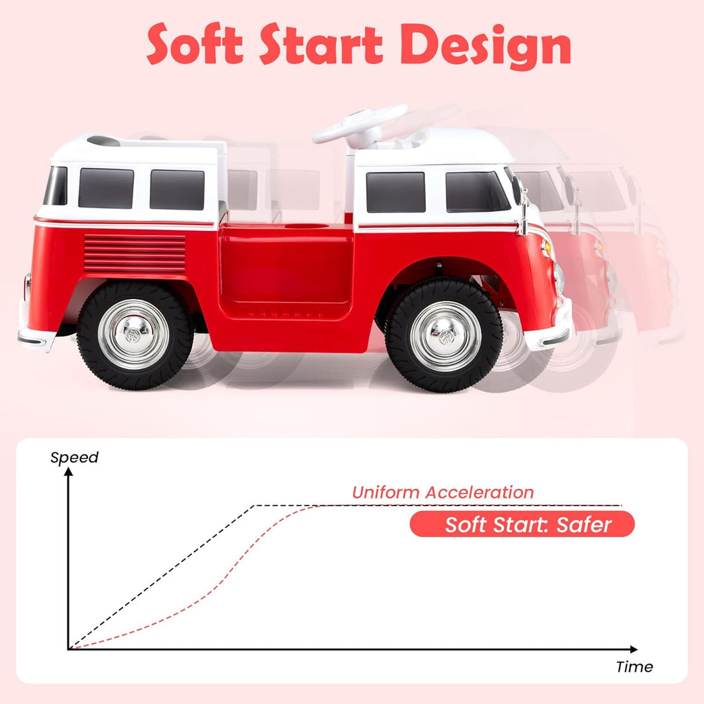 OLAKIDS Licensed Volkswagen Ride on Car 12V Kids Electric Vehicle Bus
