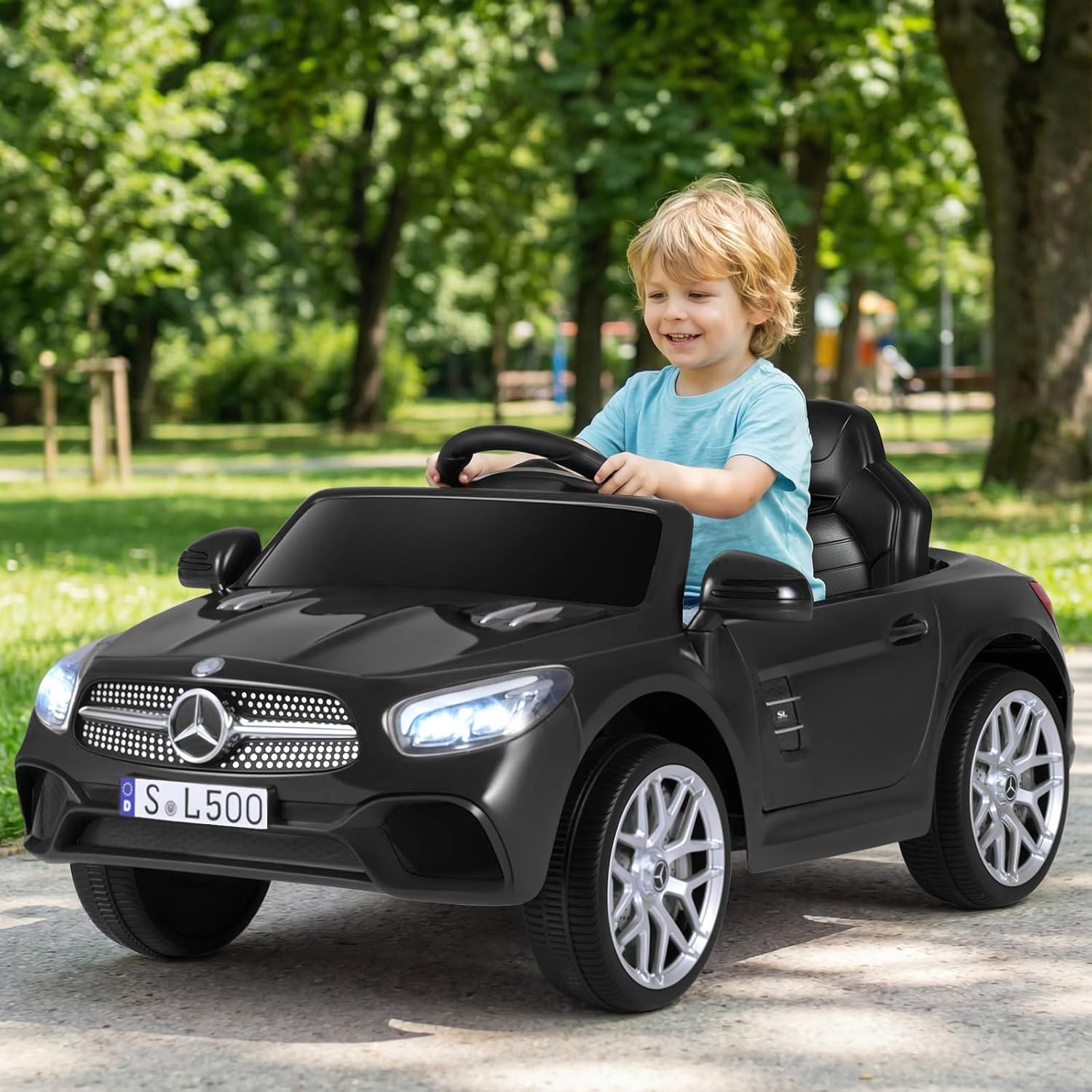 OLAKIDS Licensed Mercedes SL500 12V Kids Ride On Car with Remote Bluetooth and Suspension