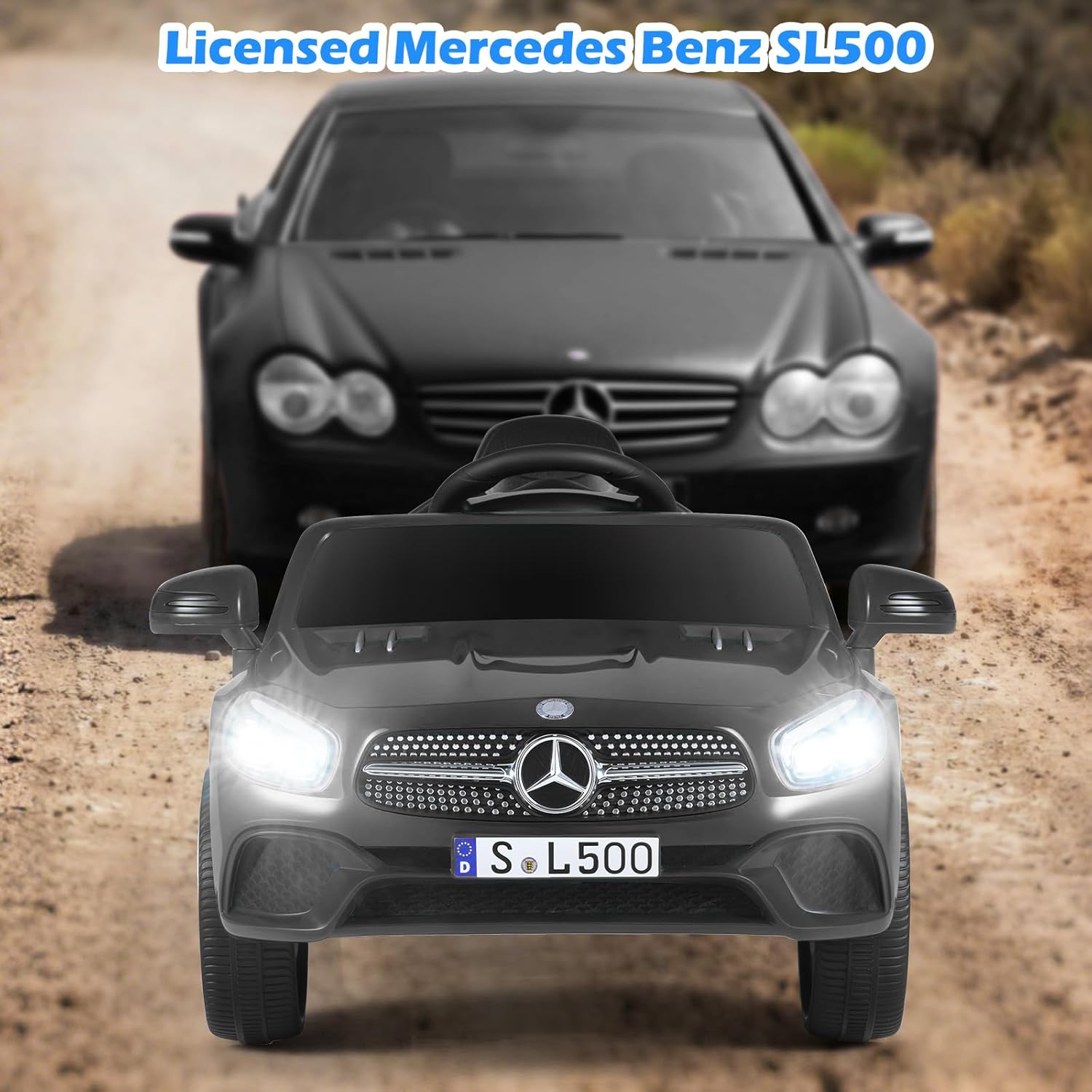 OLAKIDS Licensed Mercedes SL500 12V Kids Ride On Car with Remote Bluetooth and Suspension