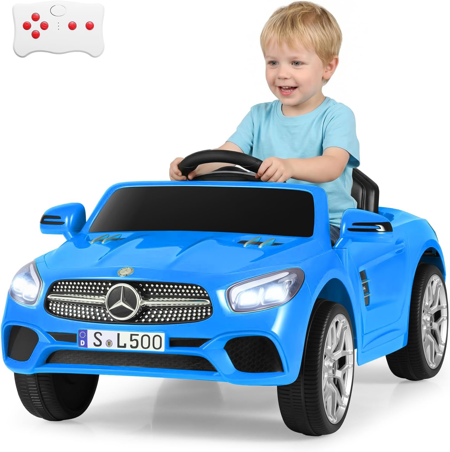 OLAKIDS Licensed Mercedes SL500 12V Kids Ride On Car with Remote Bluetooth and Suspension