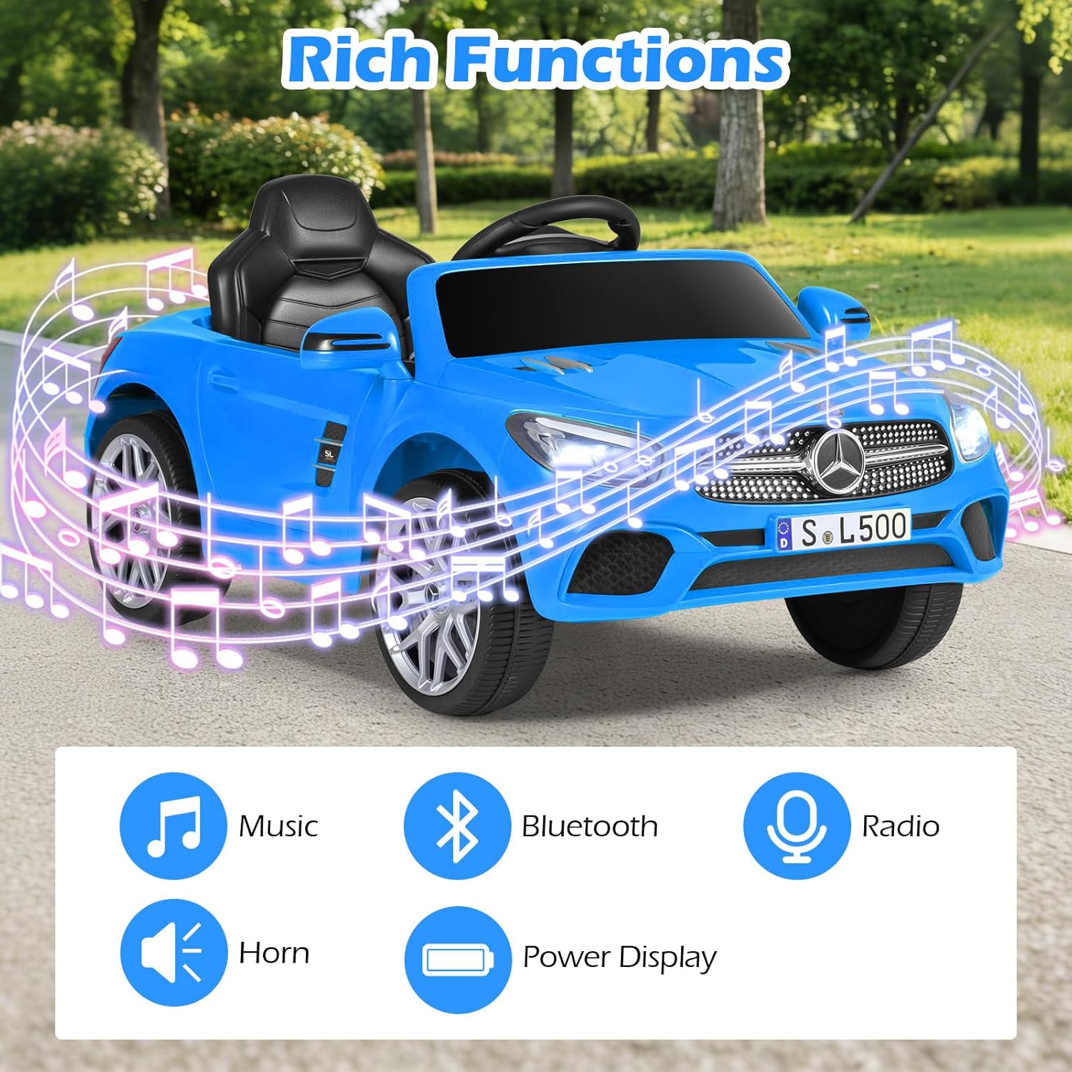 OLAKIDS Licensed Mercedes SL500 12V Kids Ride On Car with Remote Bluetooth and Suspension