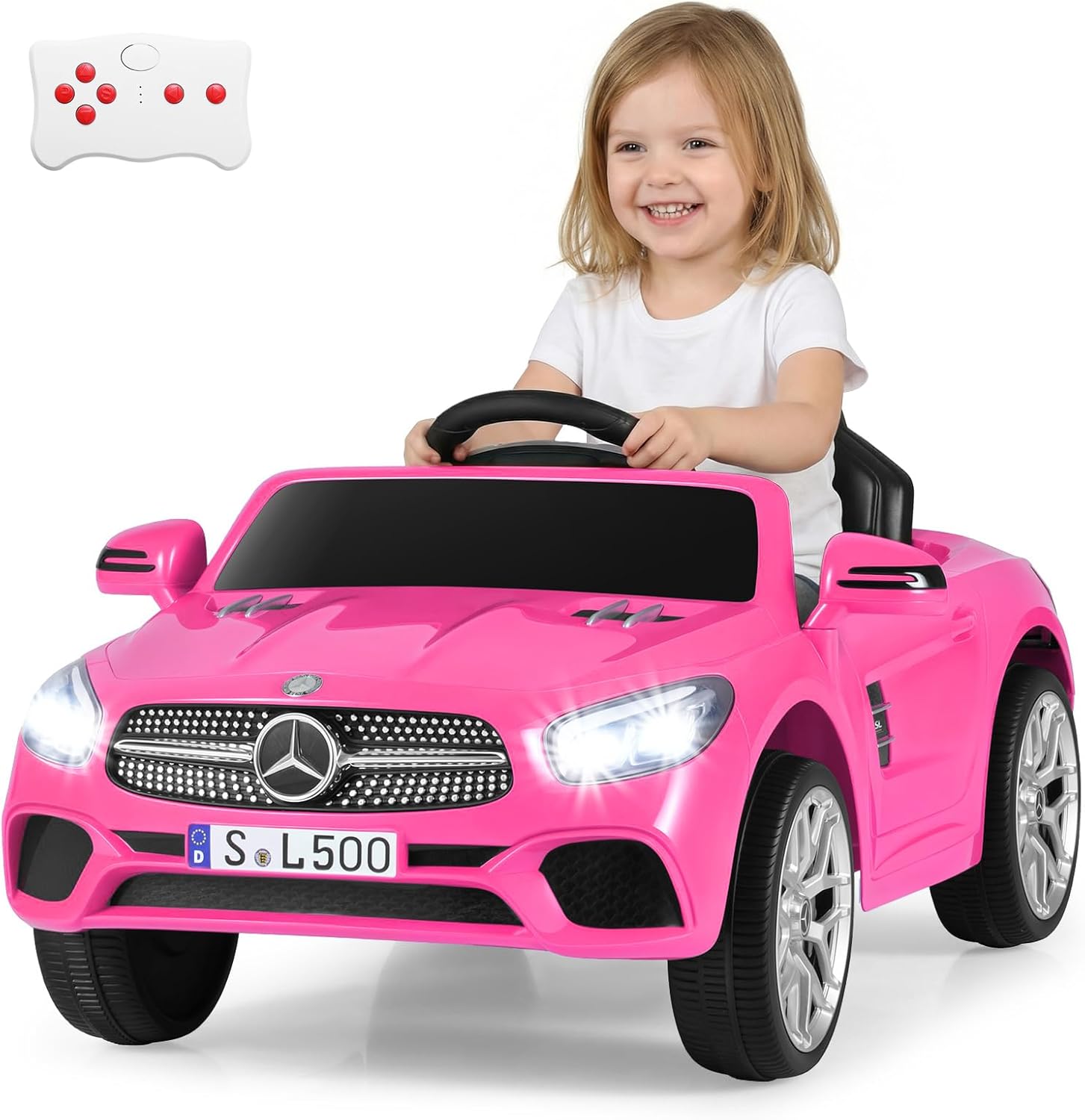 OLAKIDS Licensed Mercedes SL500 12V Kids Ride On Car with Remote Bluetooth and Suspension