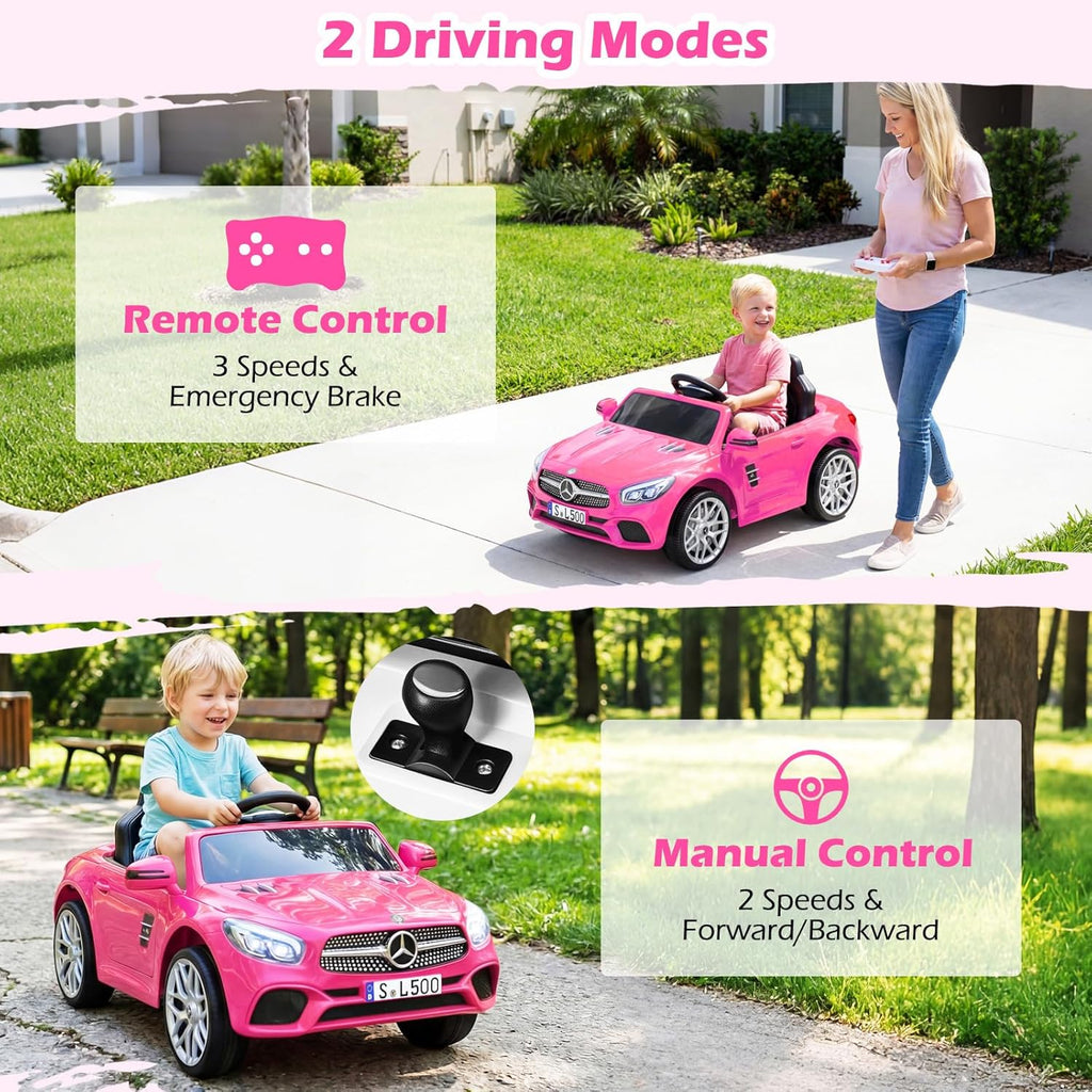 OLAKIDS Licensed Mercedes SL500 12V Kids Ride On Car with Remote Bluetooth and Suspension