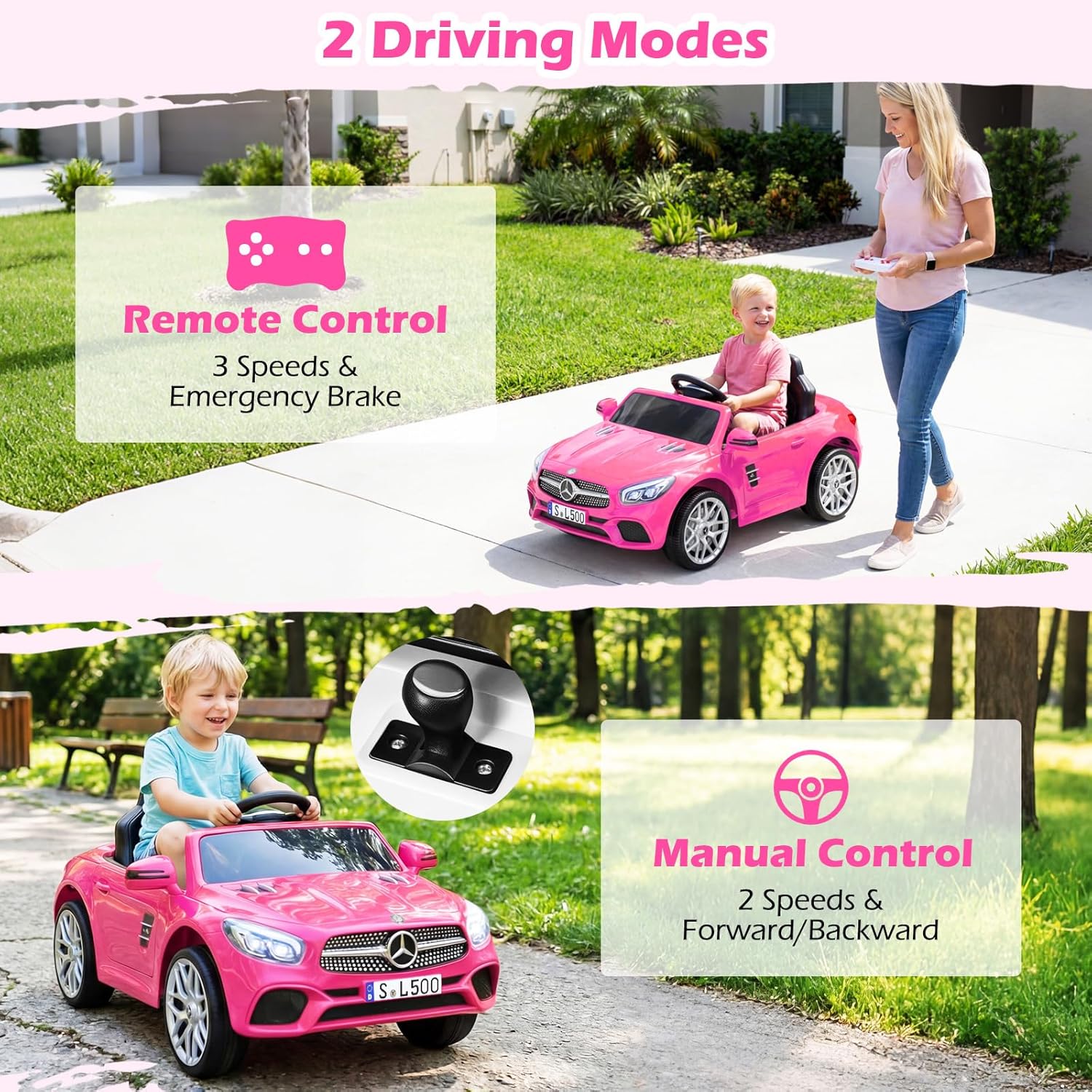 OLAKIDS Licensed Mercedes SL500 12V Kids Ride On Car with Remote Bluetooth and Suspension