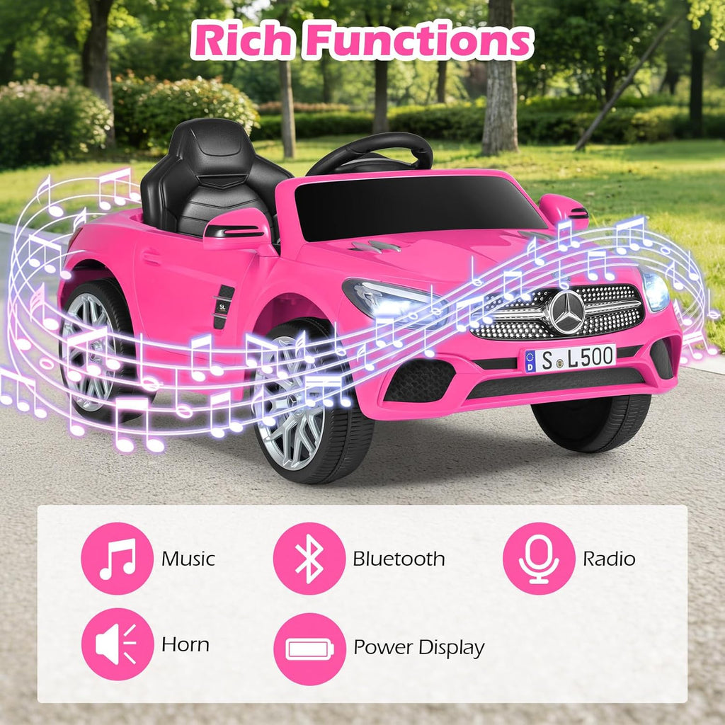 OLAKIDS Licensed Mercedes SL500 12V Kids Ride On Car with Remote Bluetooth and Suspension