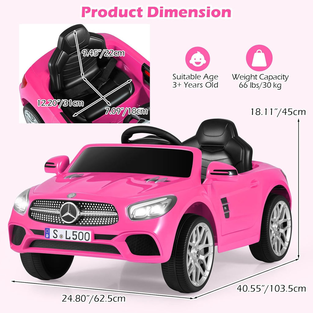 OLAKIDS Licensed Mercedes SL500 12V Kids Ride On Car with Remote Bluetooth and Suspension