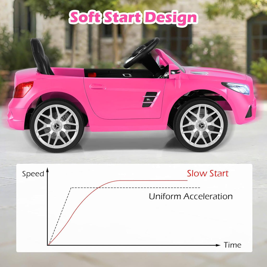 OLAKIDS Licensed Mercedes SL500 12V Kids Ride On Car with Remote Bluetooth and Suspension