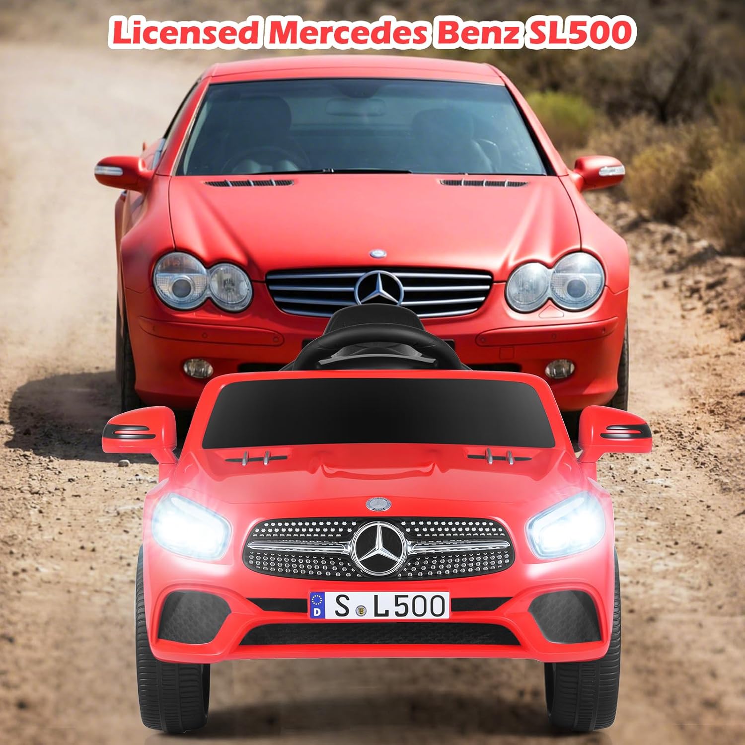 OLAKIDS Licensed Mercedes SL500 12V Kids Ride On Car with Remote Bluetooth and Suspension