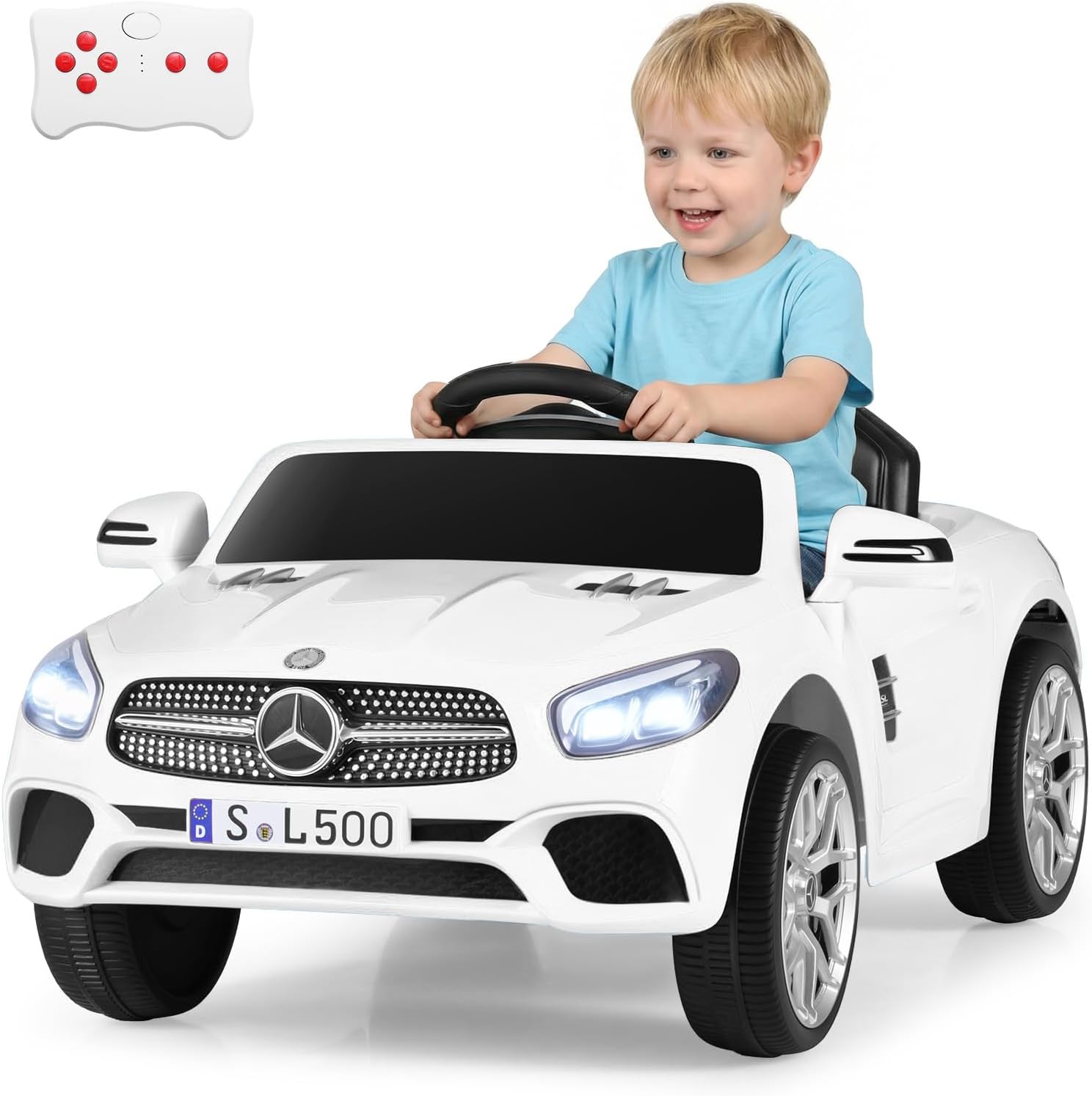 OLAKIDS Licensed Mercedes SL500 12V Kids Ride On Car with Remote Bluetooth and Suspension