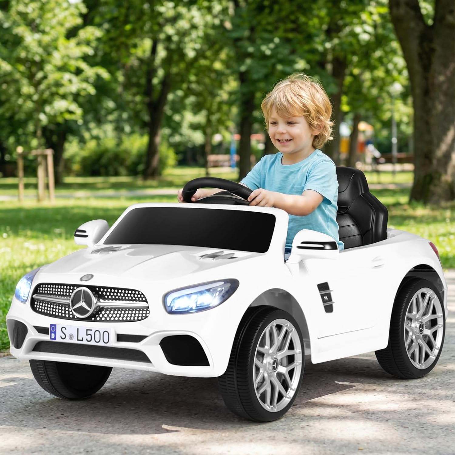 OLAKIDS Licensed Mercedes SL500 12V Kids Ride On Car with Remote Bluetooth and Suspension