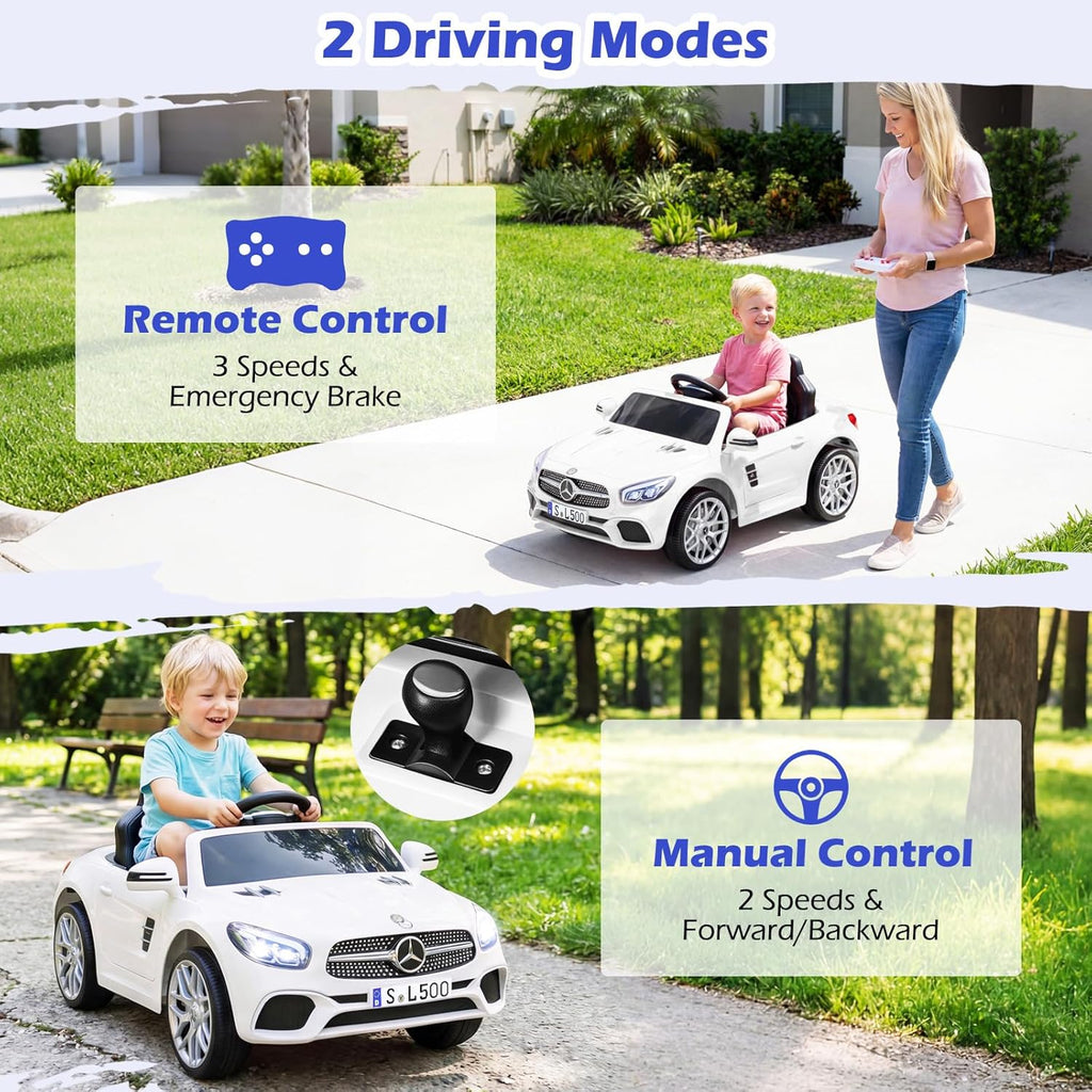 OLAKIDS Licensed Mercedes SL500 12V Kids Ride On Car with Remote Bluetooth and Suspension