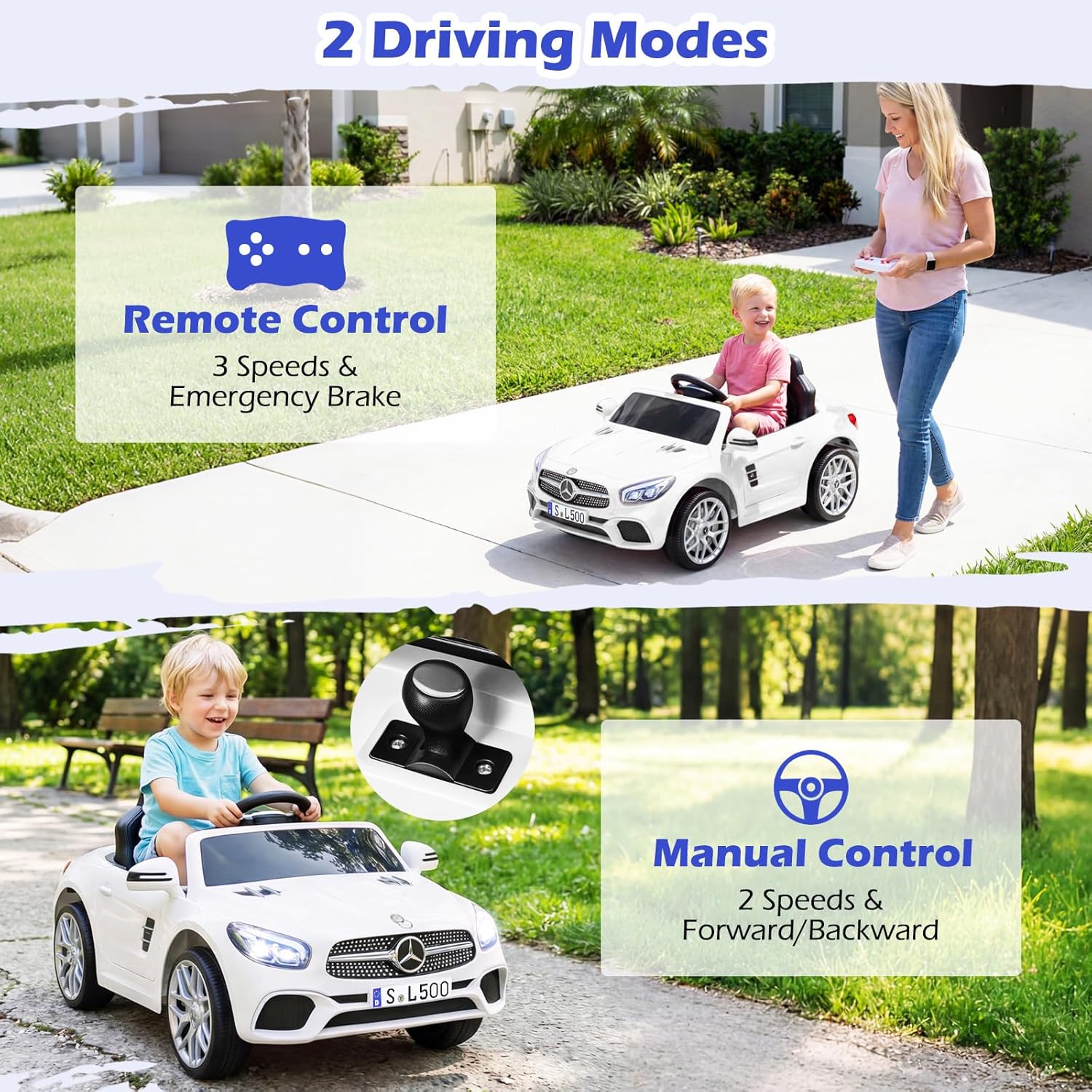 OLAKIDS Licensed Mercedes SL500 12V Kids Ride On Car with Remote Bluetooth and Suspension