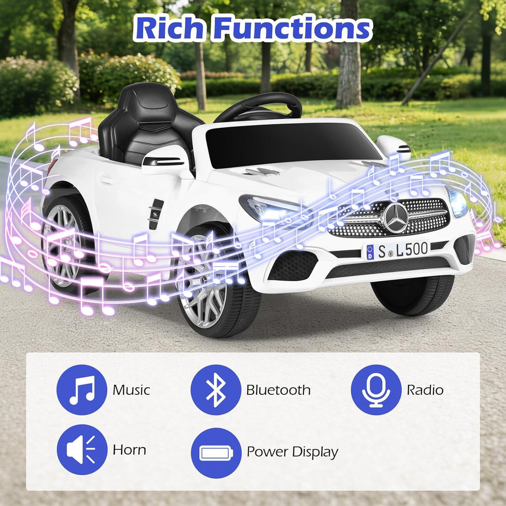 OLAKIDS Licensed Mercedes SL500 12V Kids Ride On Car with Remote Bluetooth and Suspension