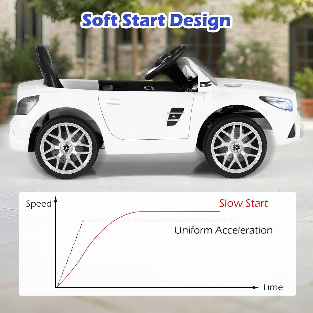 OLAKIDS Licensed Mercedes SL500 12V Kids Ride On Car with Remote Bluetooth and Suspension