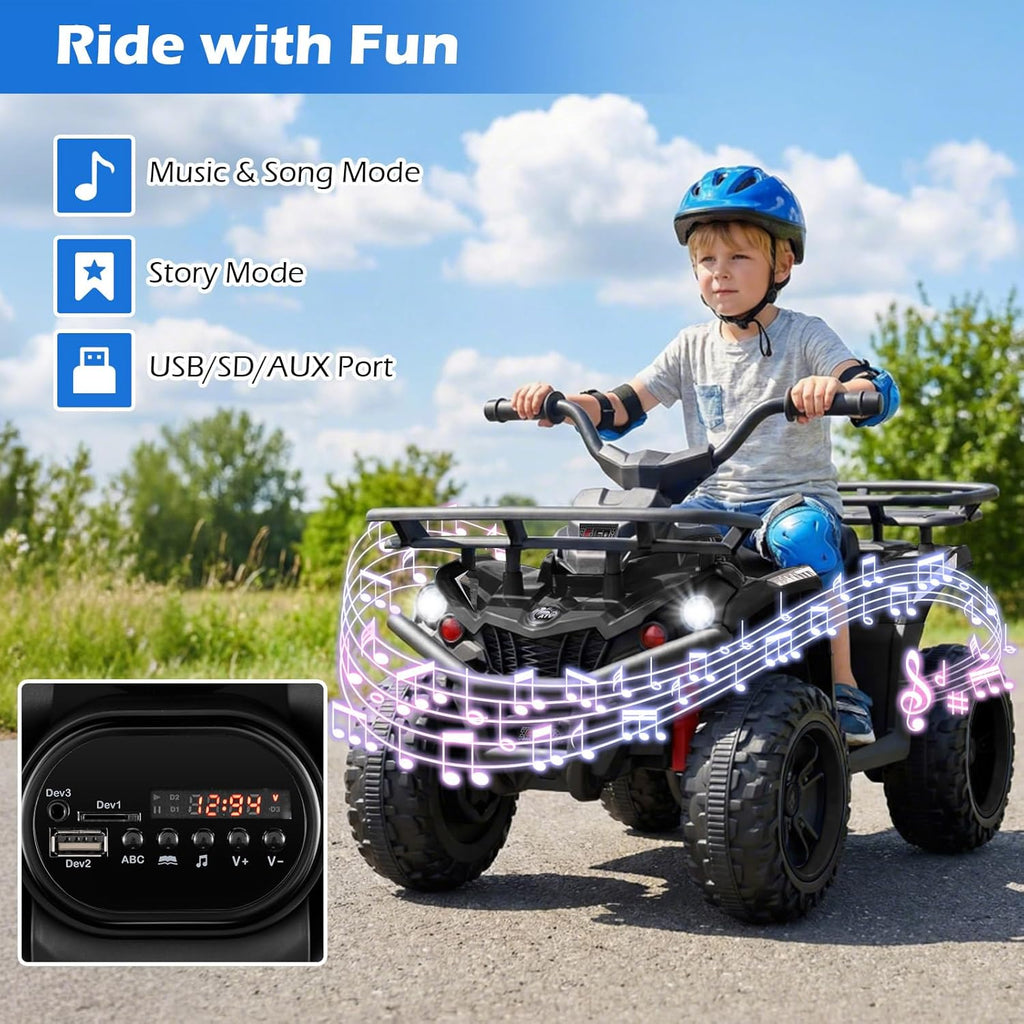OLAKIDS 24V Kids ATV Quad Ride On Car for Boys Girls Ages 3+